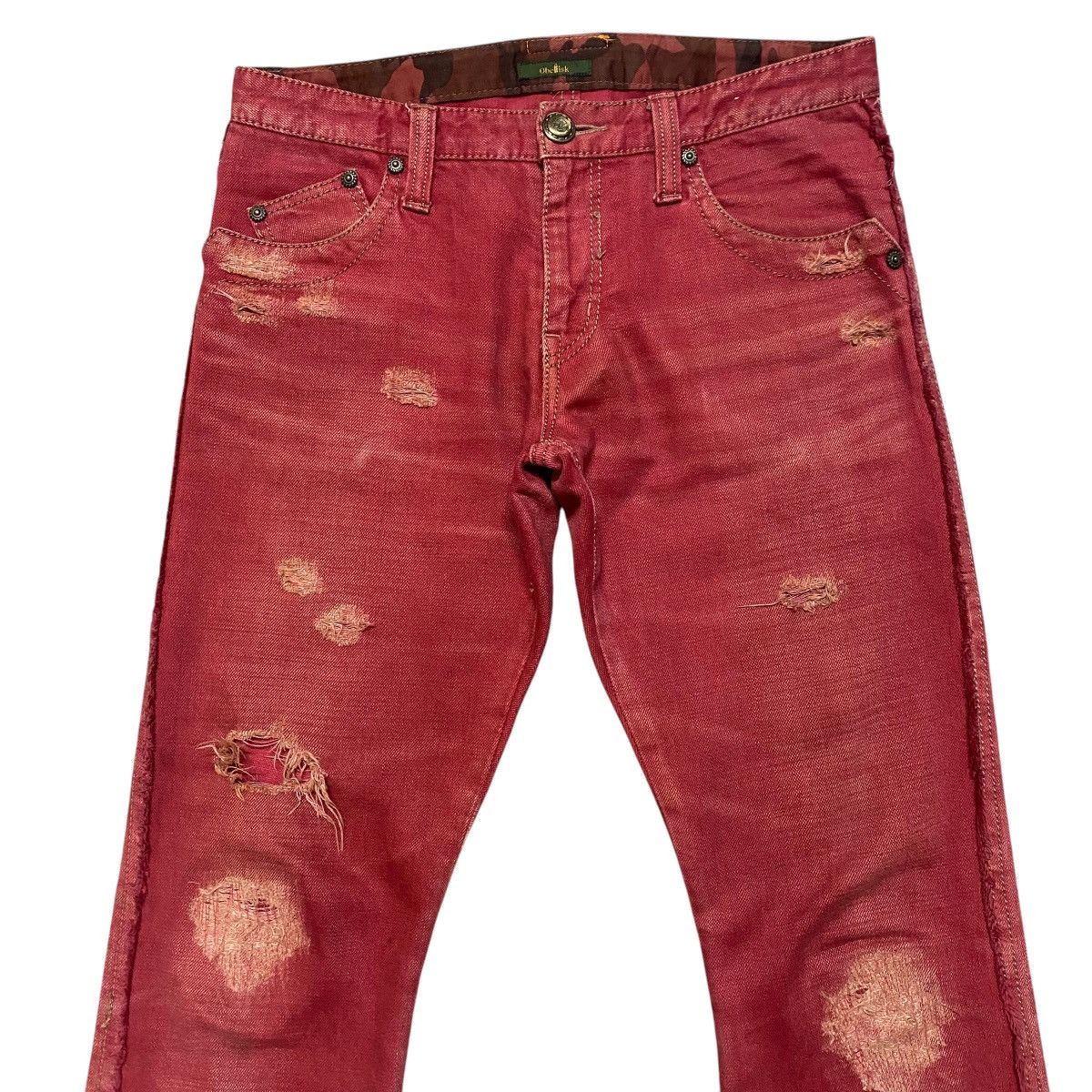 Obelisk Obelisk Red Blood Hole Distressed Denim Flare Jeans Size US 29 - 3 Thumbnail