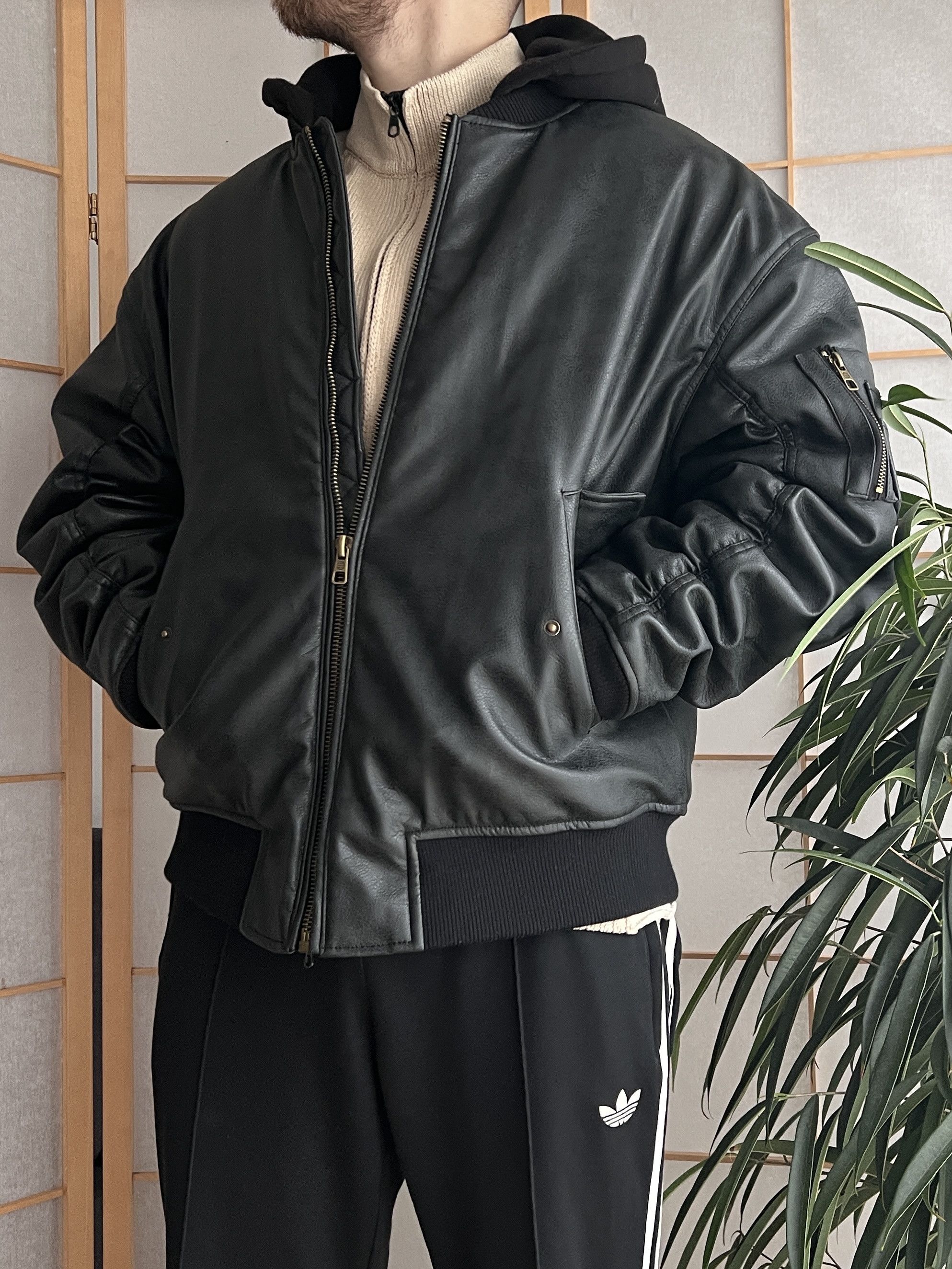 Hysteric Glamour MA-1 leather bomber jacket y2k baggy opium boxy flyer army Size US L / EU 52-54 / 3 - 1 Thumbnail