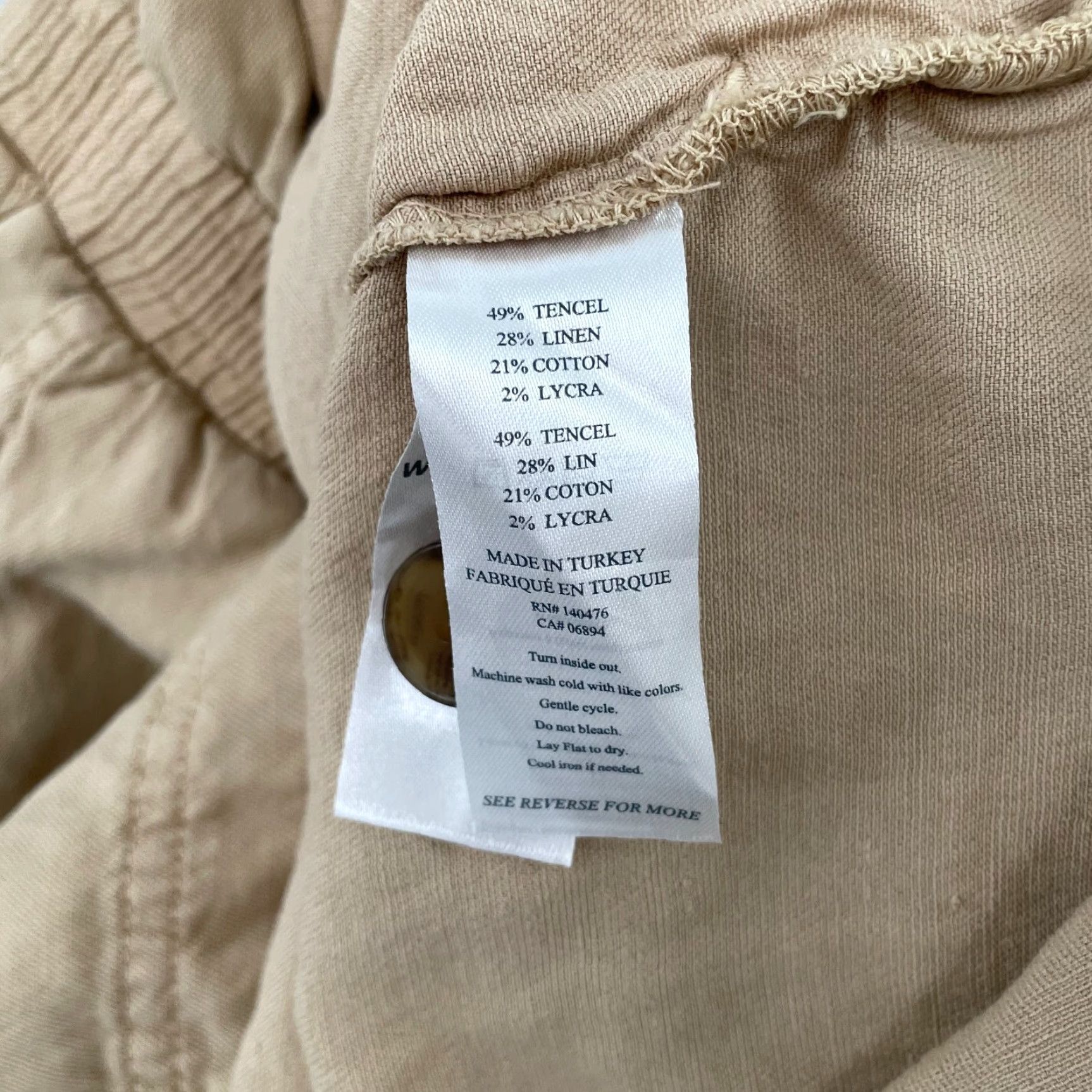 Faherty VINTAGE Faherty Romper Womens M Tan Brown Linen Blend Short Sleeve Button Pockets Bohemian Summer Size 32" / US 10 / IT 46 - 7 Thumbnail
