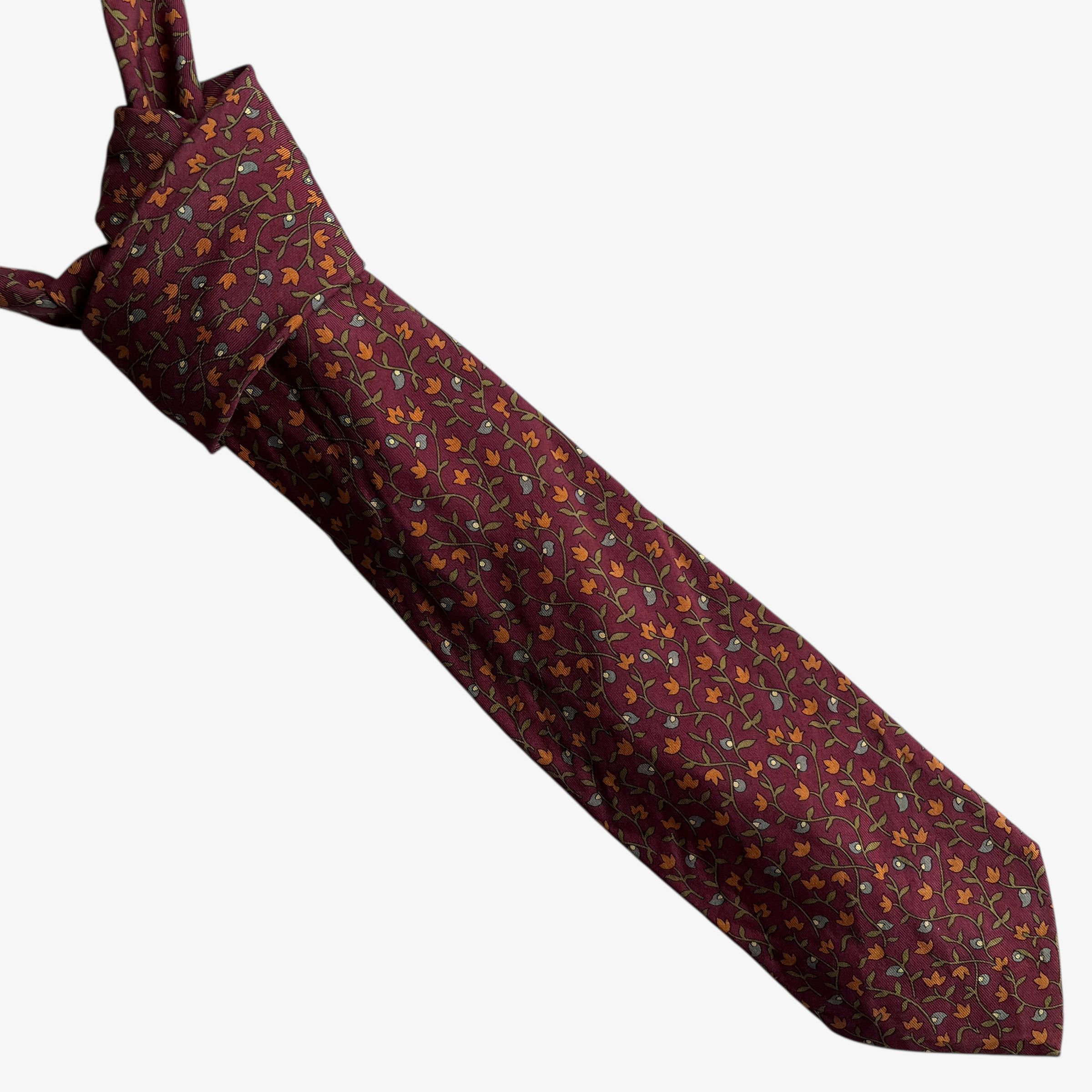 Brooks Brothers Vintage 90s Liberty Orange Floral Print Silk Tie Size ONE SIZE - 1 Thumbnail