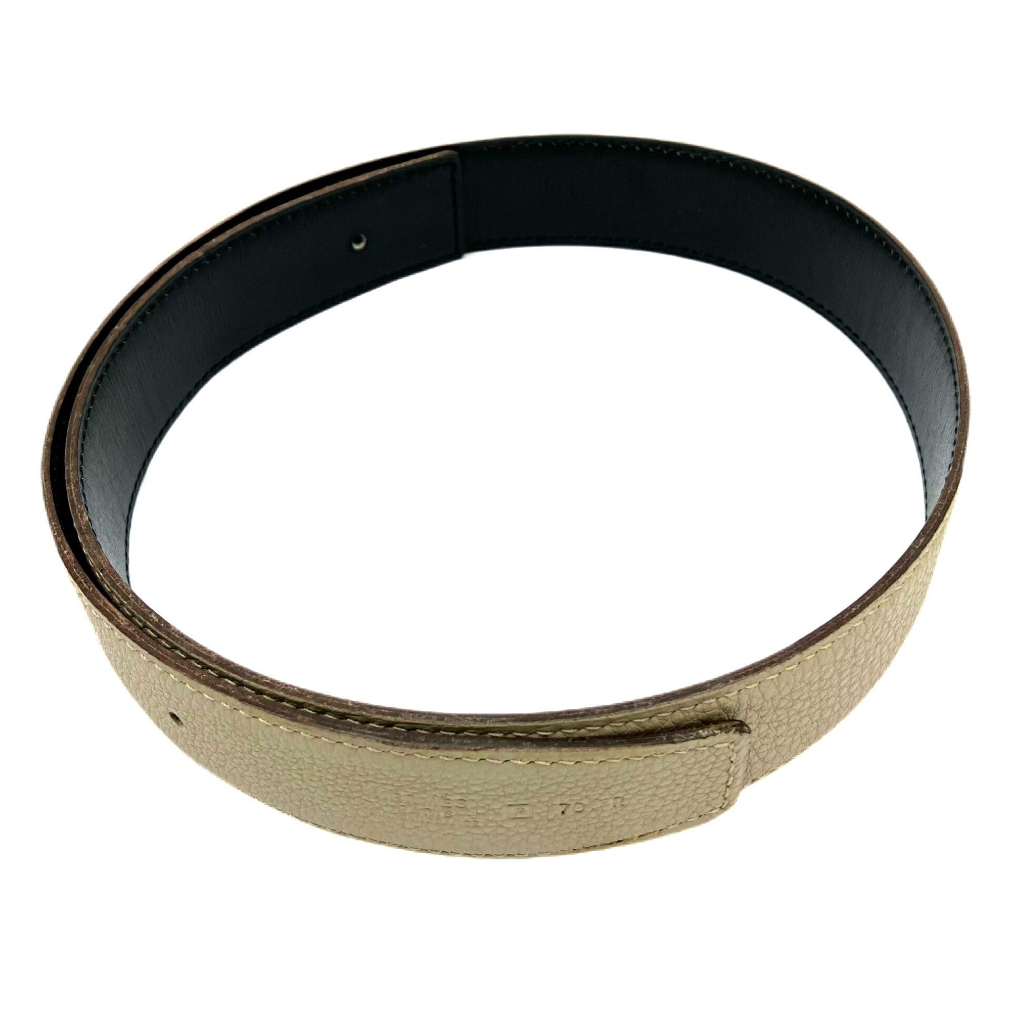 image of Hermes Reversible Belt Replacement Everto 70Cm □F Stamp 2002 Black Ivory Leather Men Women Unisex