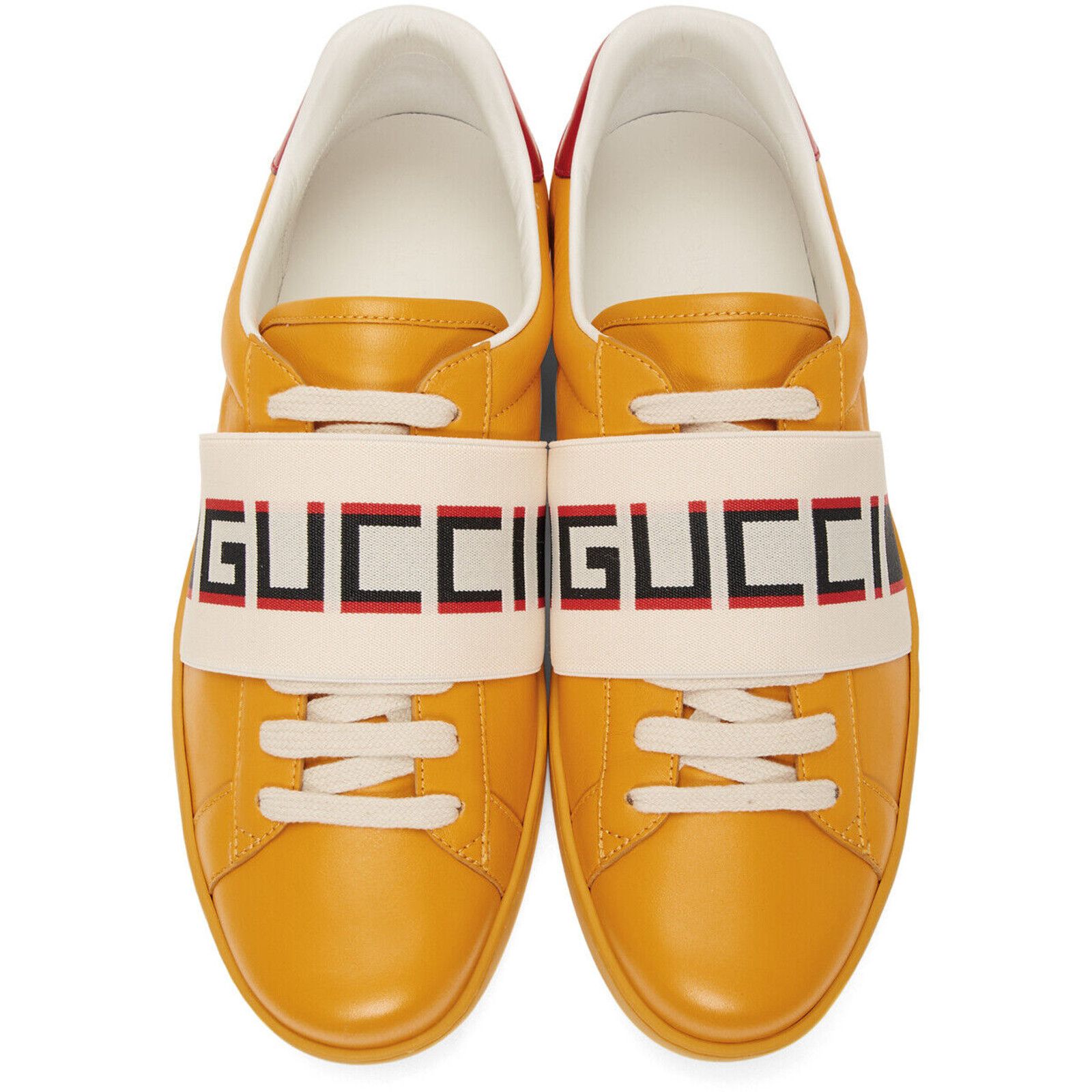 Gucci Gucci Mens Yellow New Ace Elastic Band Leather Flat Low Top Size US 7 / EU 40 - 6 Thumbnail