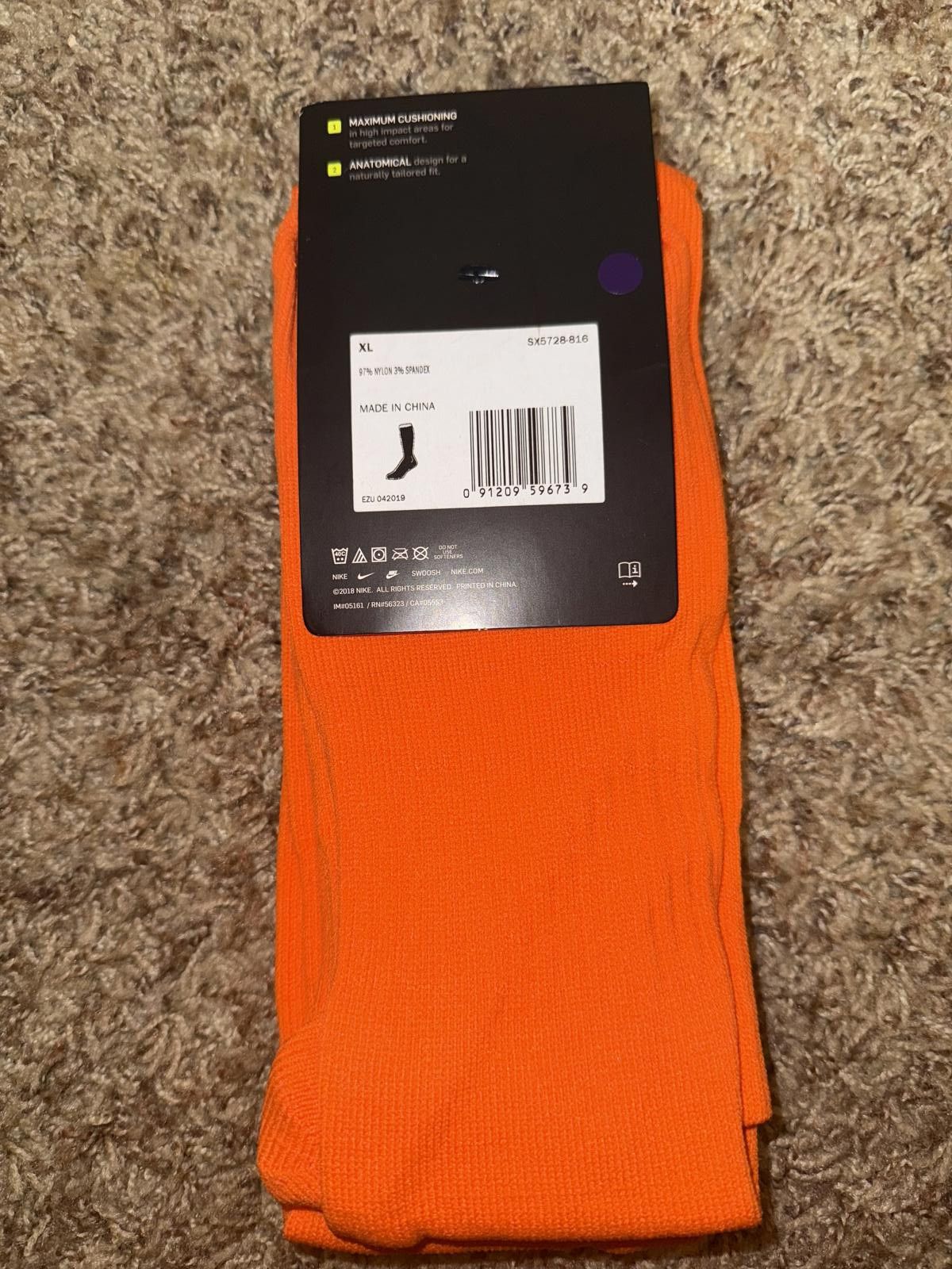 Nike Nike Men’s Classic Cushion II Football Orange Socks Size ONE SIZE - 5 Thumbnail