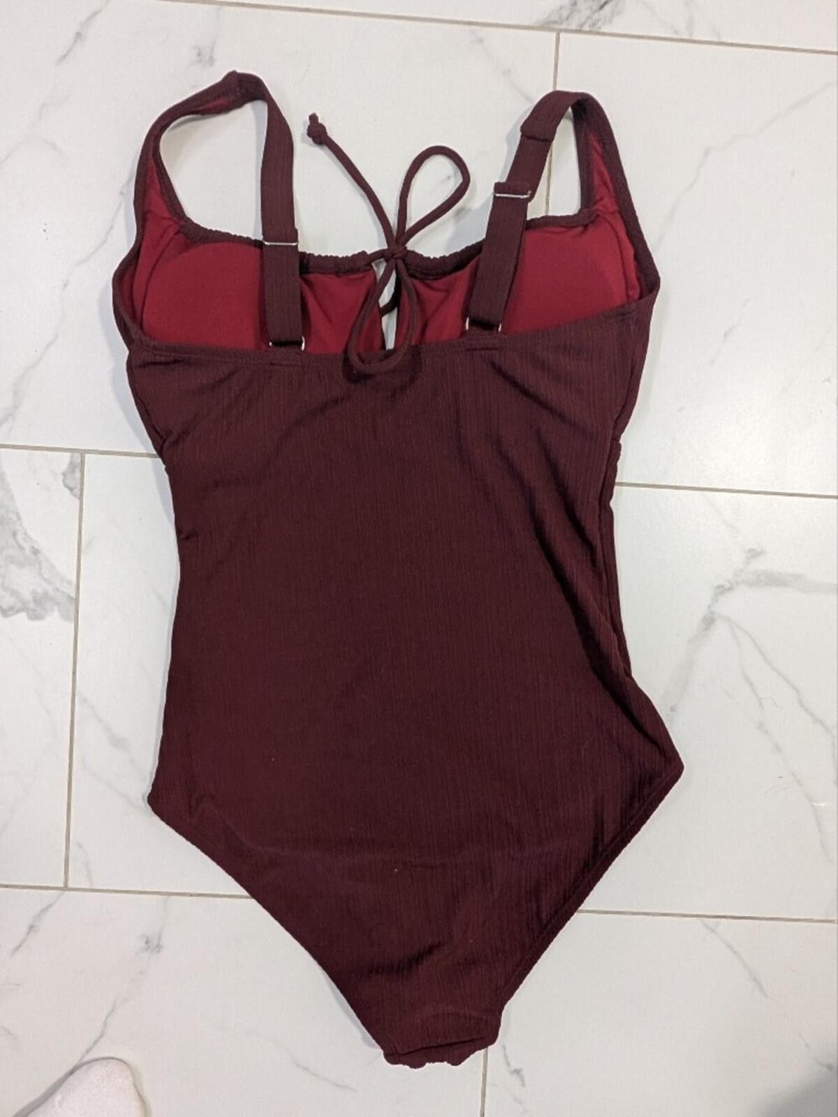 Other Ribbed One-Piece Swimsuit in Burgundy Size ONE SIZE - 2 Thumbnail
