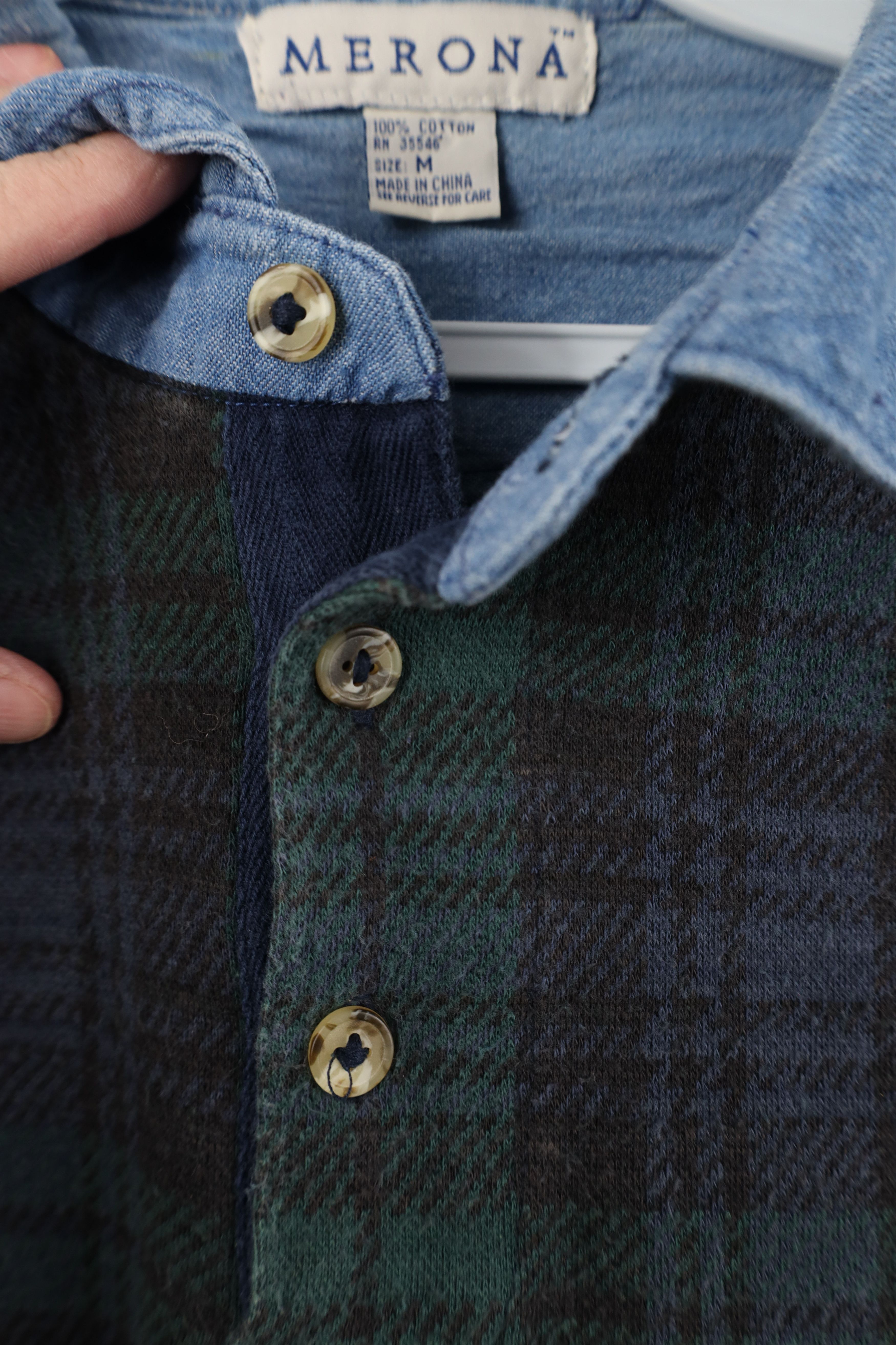 Vintage Vintage 90s Streetwear Denim Knit Long Sleeve Polo Plaid Size US M / EU 48-50 / 2 - 5 Thumbnail