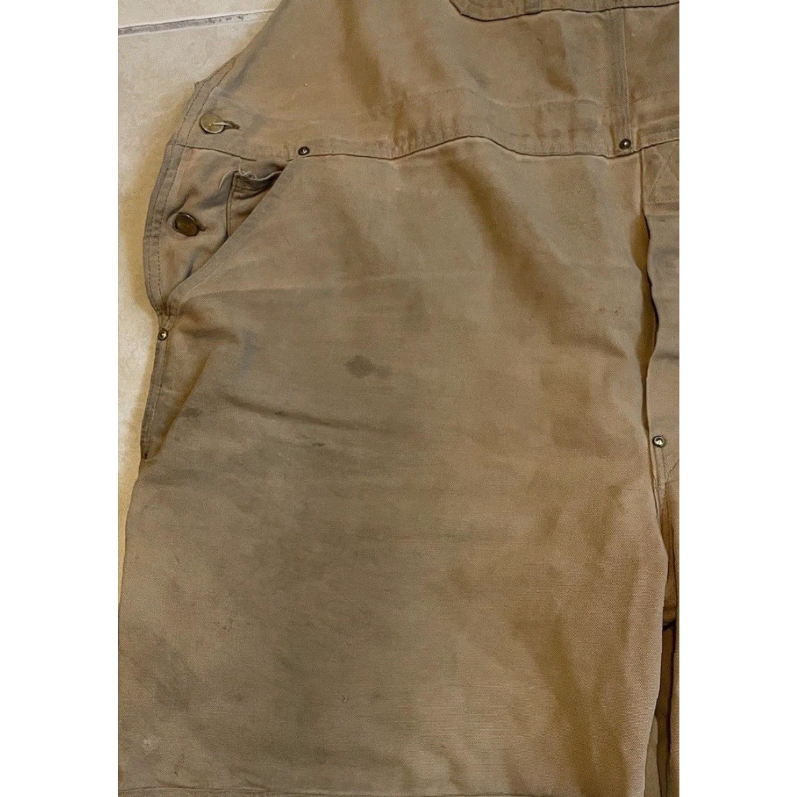 Carhartt Vtg Carhartt Faded Distress Overalls | 52 | Tan | Trucker | Grunge | USA | Vintage Workwear | Double Knee | 80s 90s | Men Size US 36 / EU 52 - 7 Thumbnail