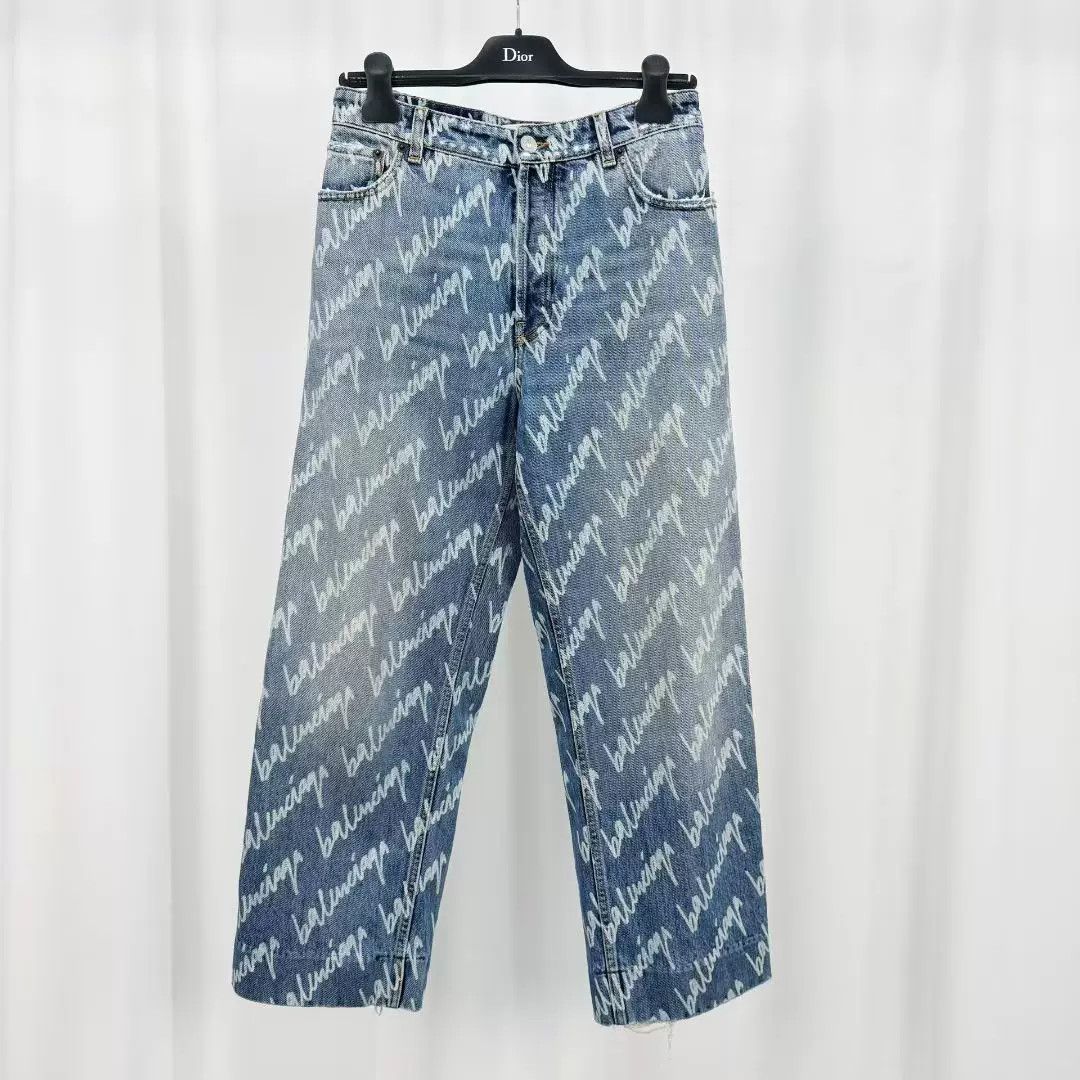 Balenciaga balenciaga signature print denim pants Size 25" / US 0 / IT 36 - 1 Thumbnail