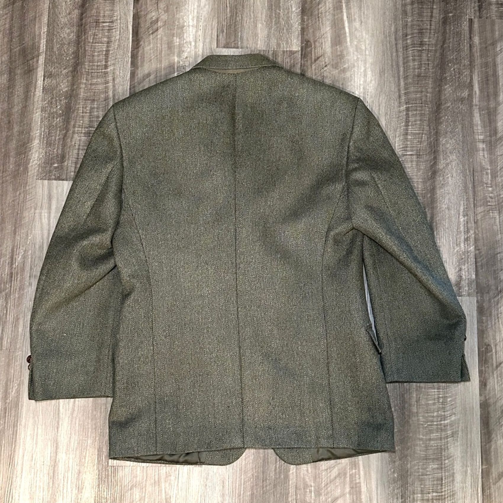 Orvis Orvis Blazer Men 42R Olive Herringbone Heavy Tweed Wool 2 Piece Buttoned Blazer - 42R Size 42R - 2 Thumbnail