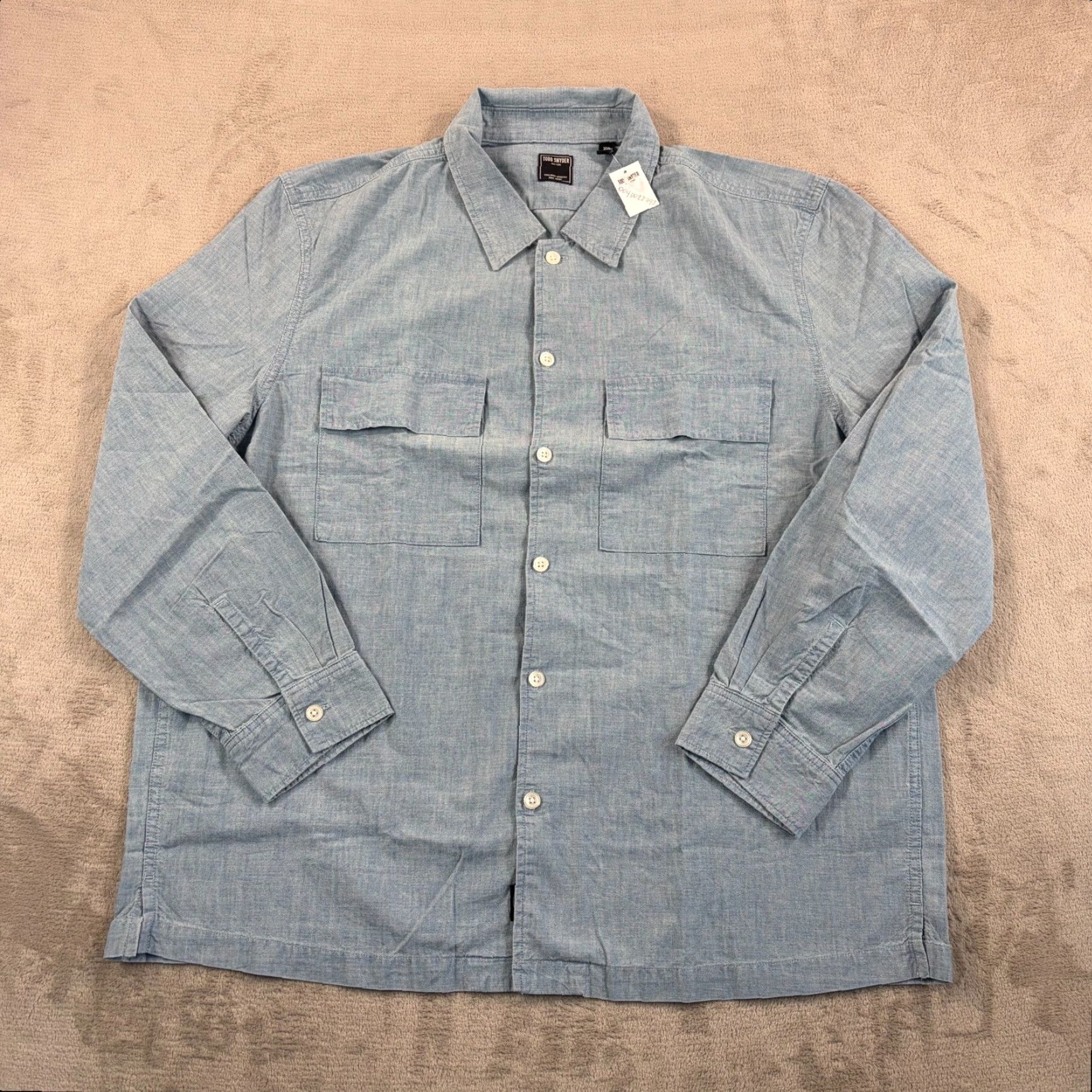 Todd Snyder Todd Snyder Relaxed Chambray CPO Overshirt in Bleached Indigo Men 2XL NWT Size US XXL / EU 58 / 5 - 5 Thumbnail