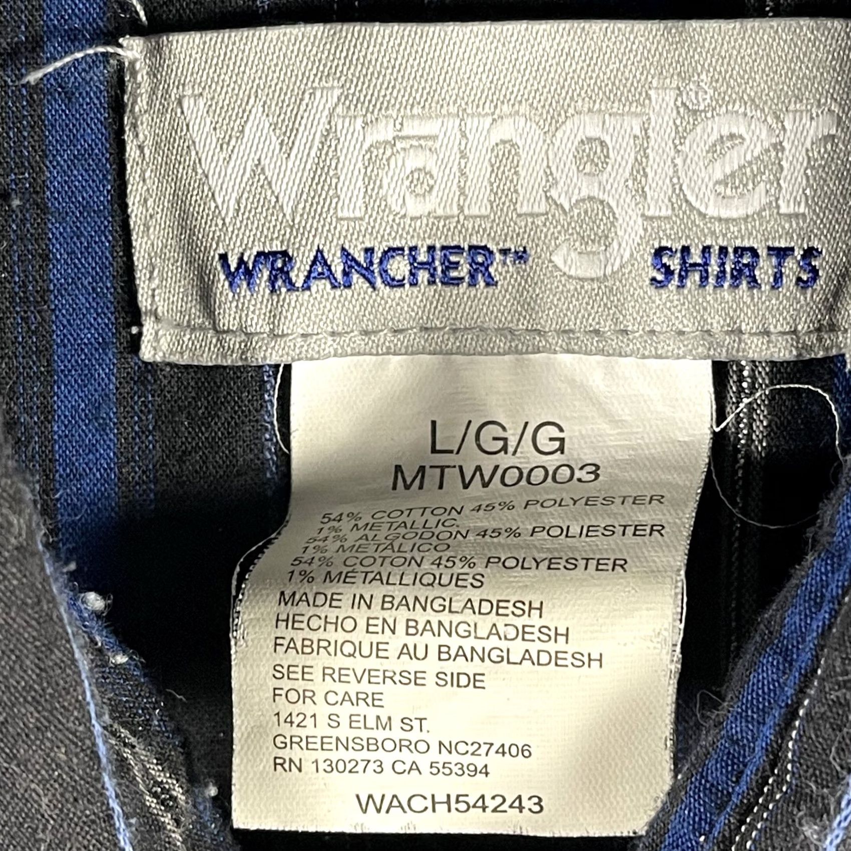 Wrangler Wrangler Wrancher Shirt Mens Large Black Blue Western Pearl Snap Striped Rodeo Size US L / EU 52-54 / 3 - 6 Thumbnail