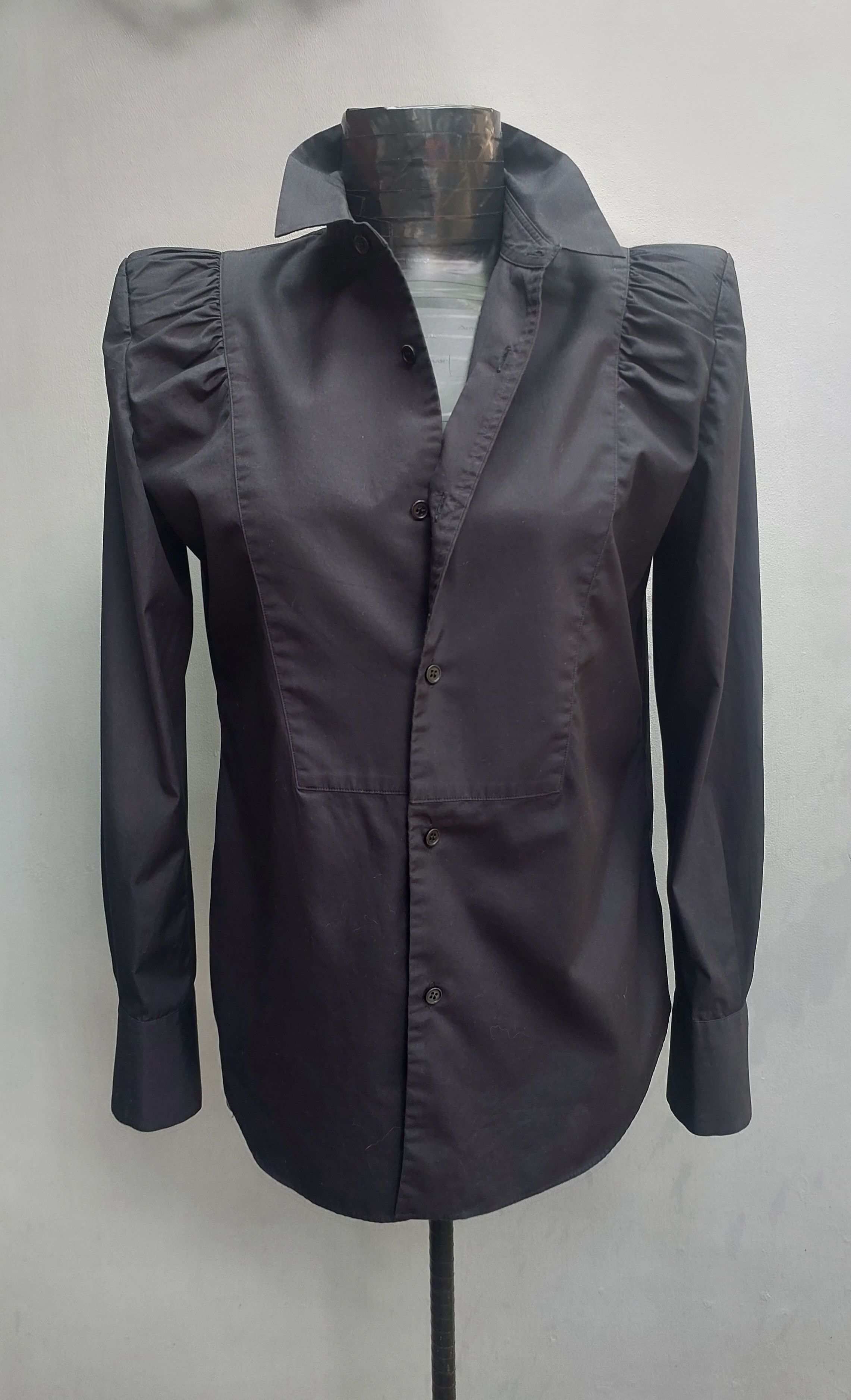 Noir Kei Ninomiya Noir Kei Ninomiya Black Structured Cotton Shirt Size M / US 6-8 / IT 42-44 - 2 Thumbnail