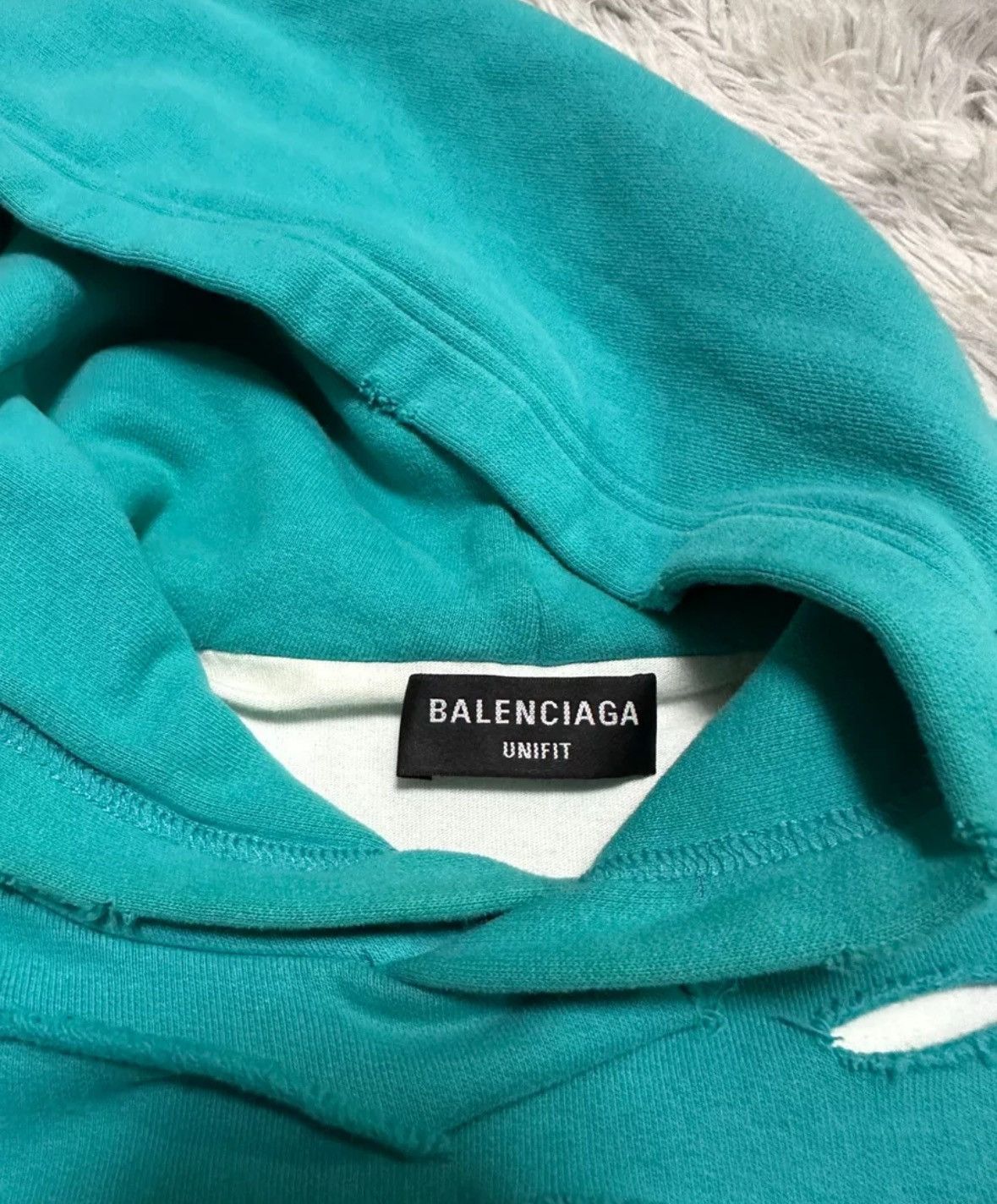 Balenciaga Balenciaga Lake Blue Destruction Double layered Hoodie Size US XXS / EU 40 - 6 Thumbnail