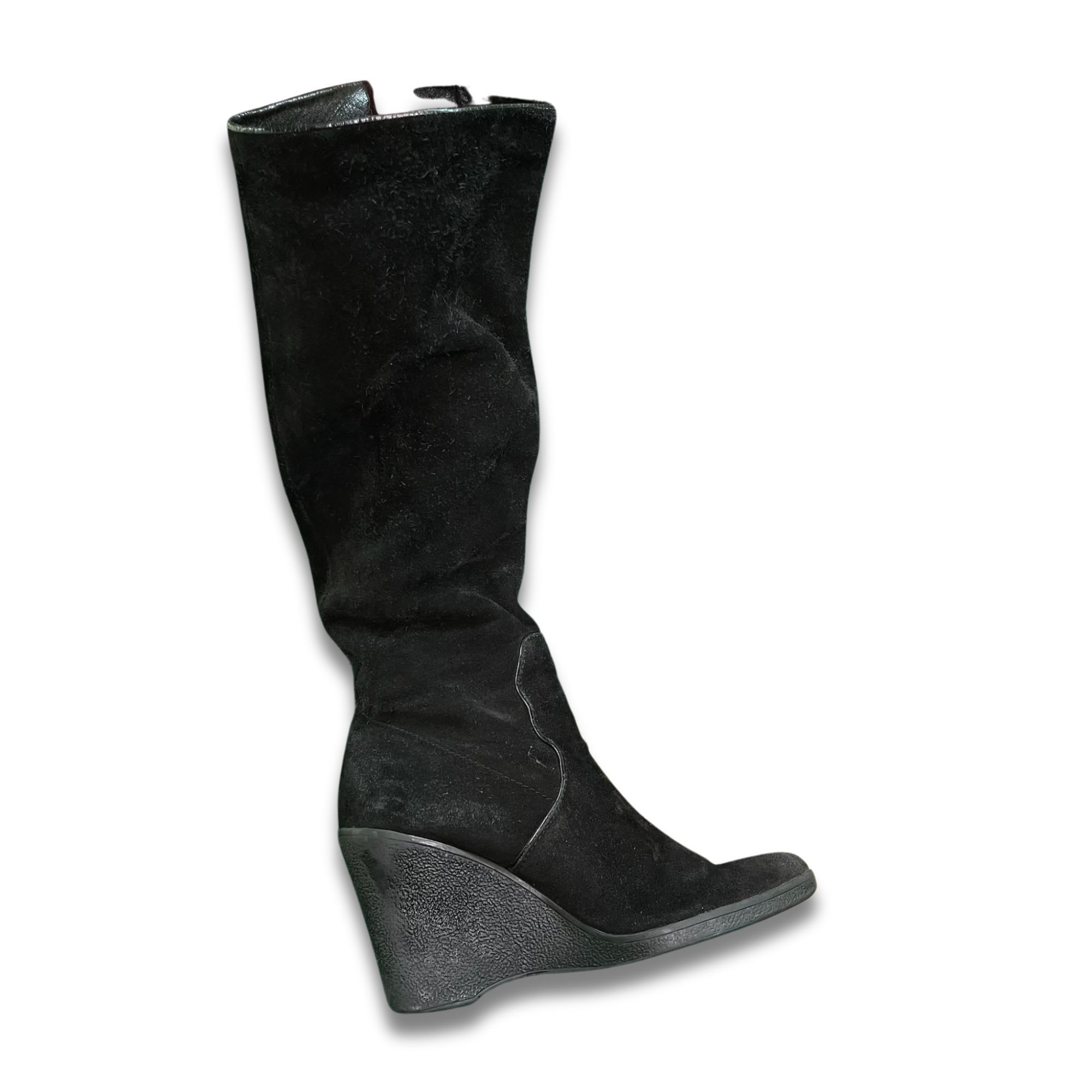 Calvin Klein Calvin Klein Black Suede Tall Wedge Boots Women’s Size 6.5 W Size US 6.5 / IT 36.5 - 9 Thumbnail