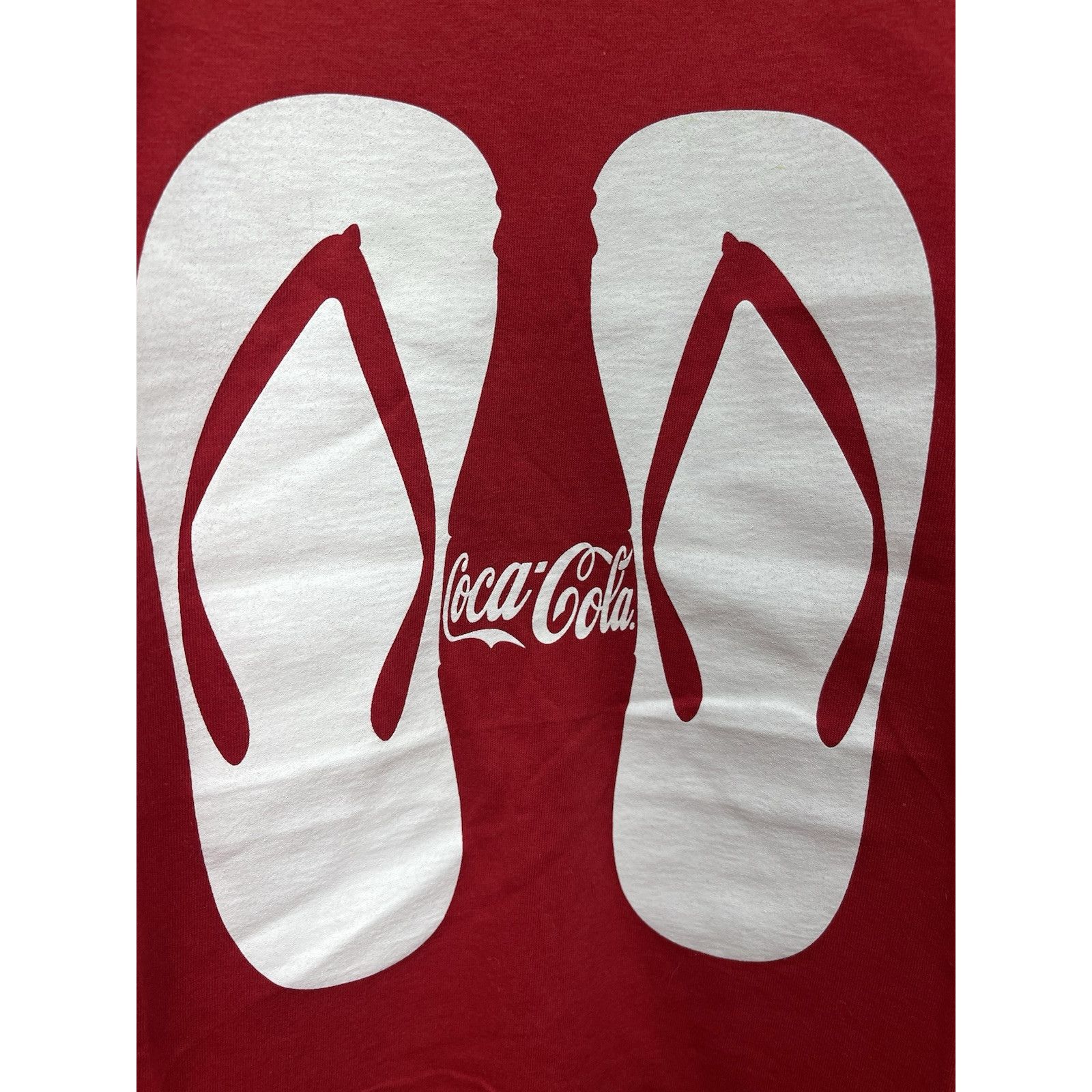 Fruit Of The Loom Vintage 90s Murakami Haruki Coca Cola Flip Flops Happiness M Size US M / EU 48-50 / 2 - 3 Thumbnail