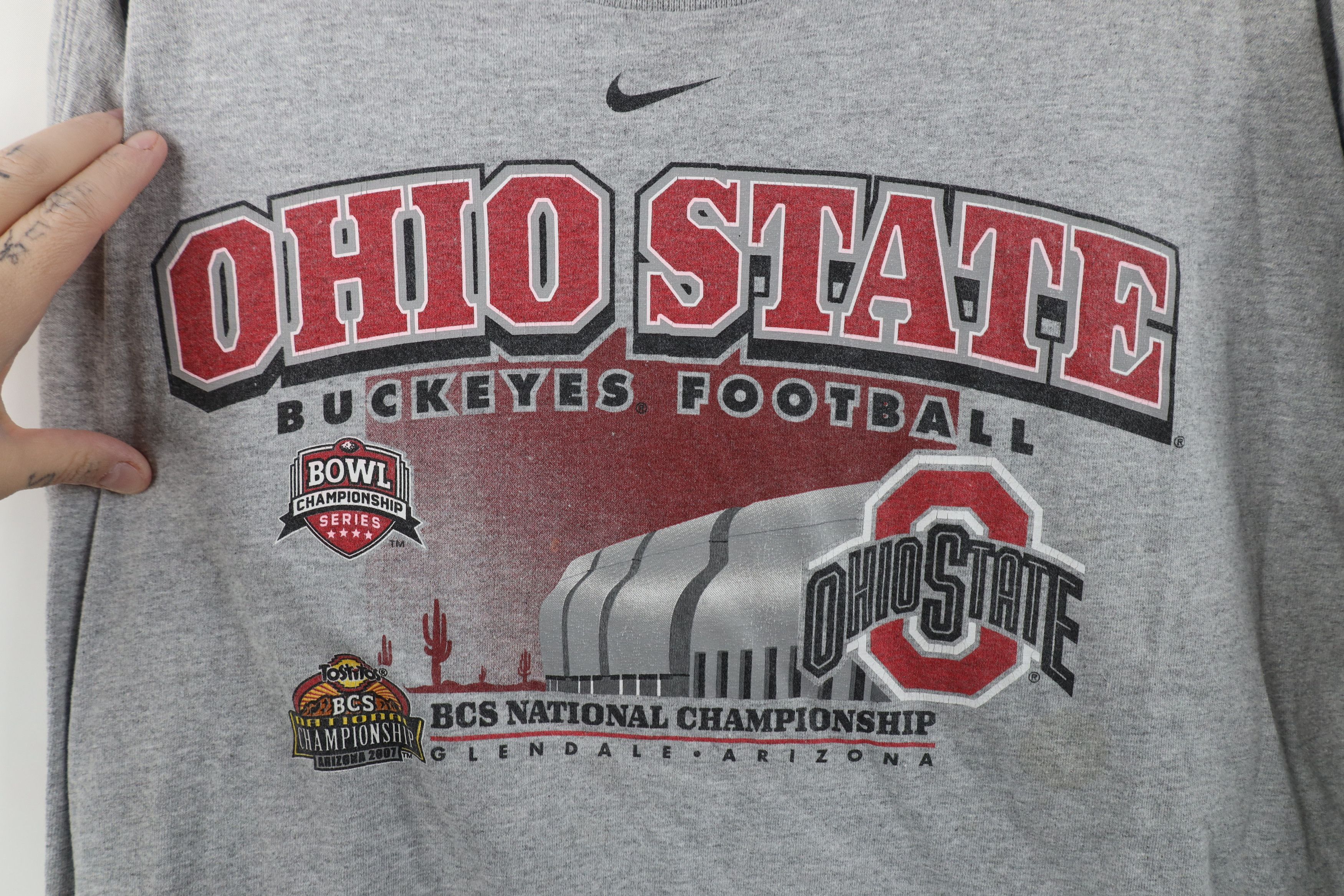 Nike Vintage Nike Swoosh Ohio State University Football T-Shirt Size US XL / EU 56 / 4 - 4 Thumbnail