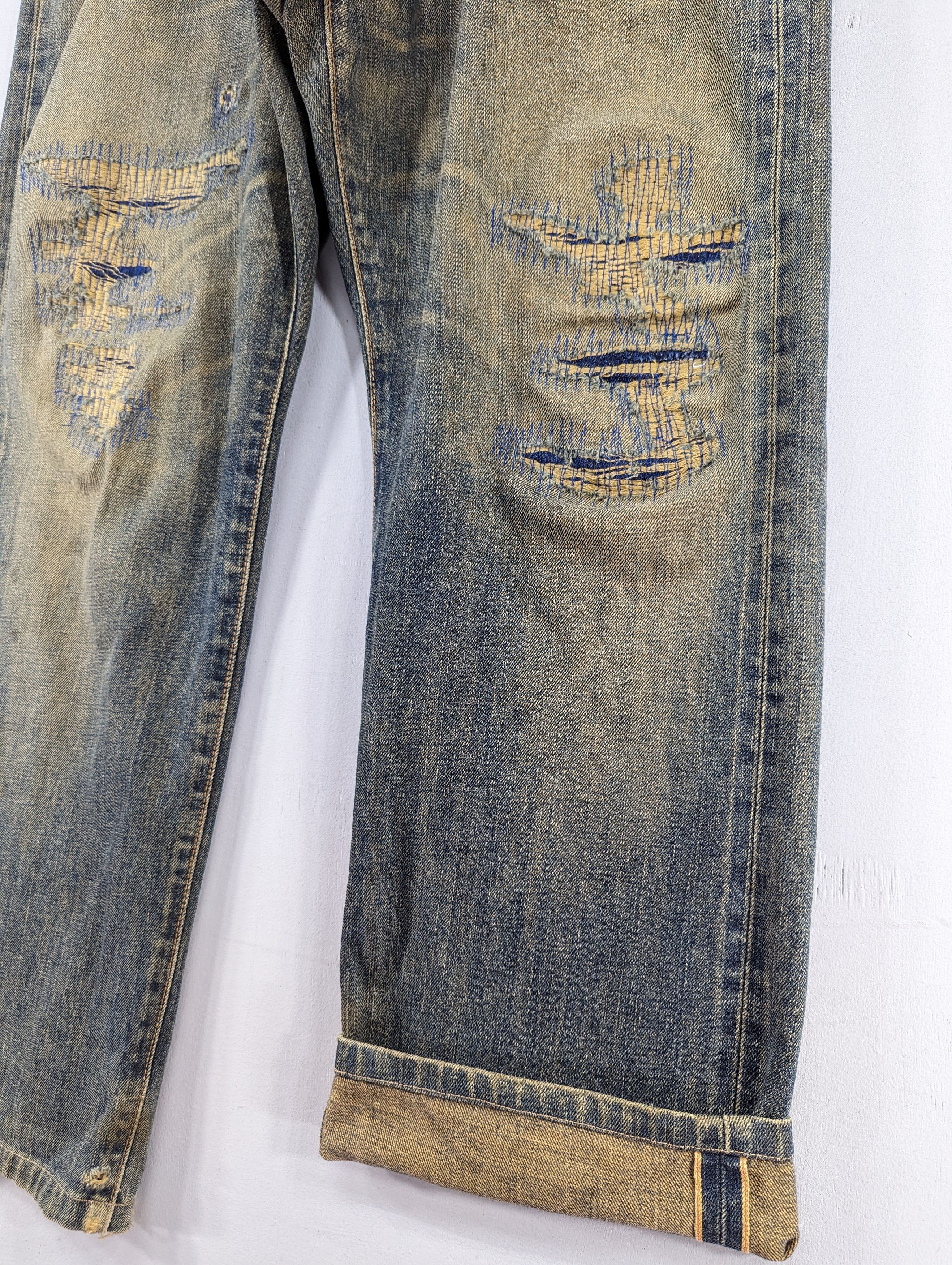 Edwin Vintage Edwin 505 X Distressed Selvedge Dirty Blue Jean Size US 35 - 4 Thumbnail