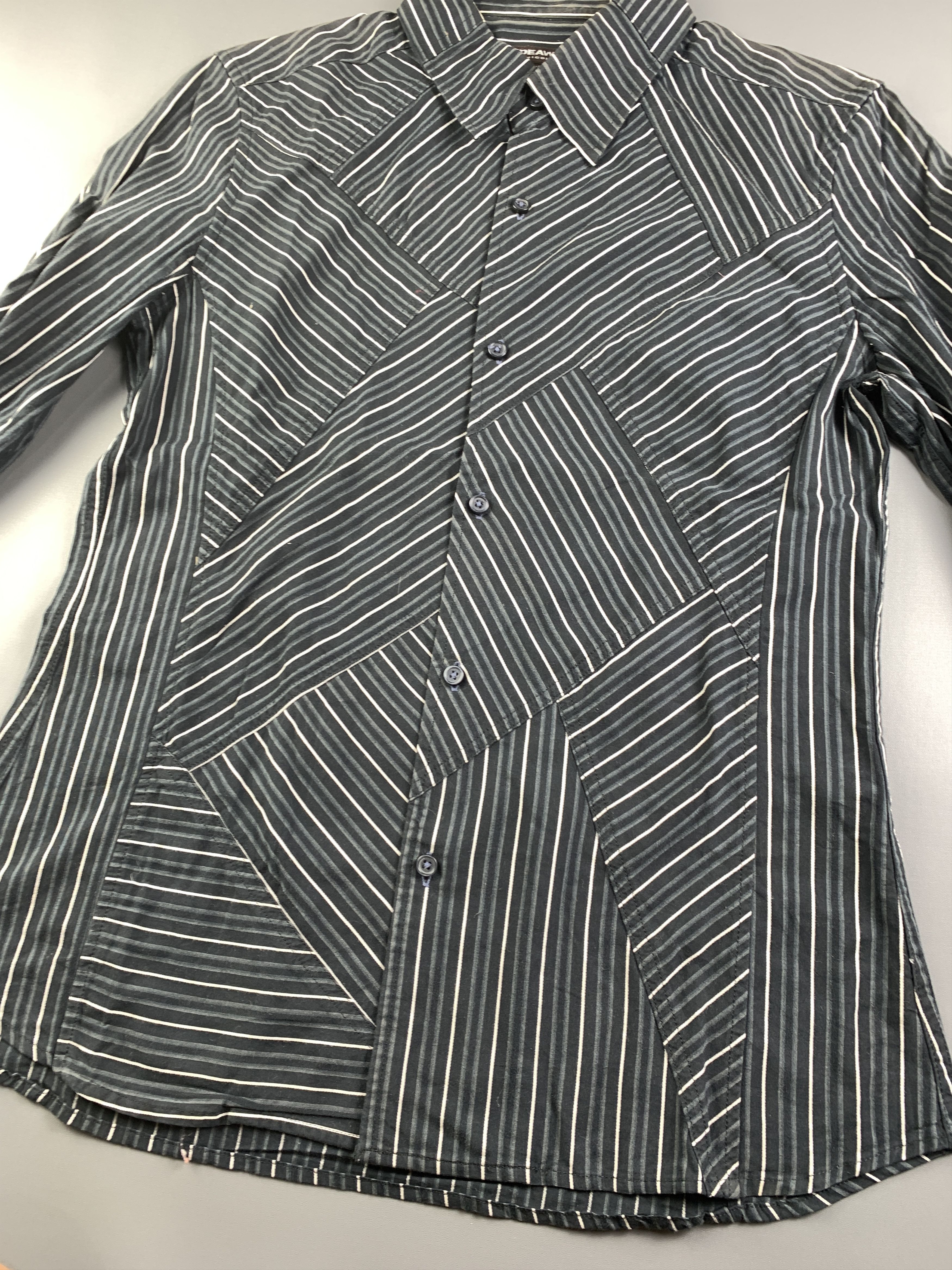 Nicole Club Hideaways Nicole Black Patchwork J-Sleeves Fitted Shirt (M) Size US M / EU 48-50 / 2 - 4 Thumbnail