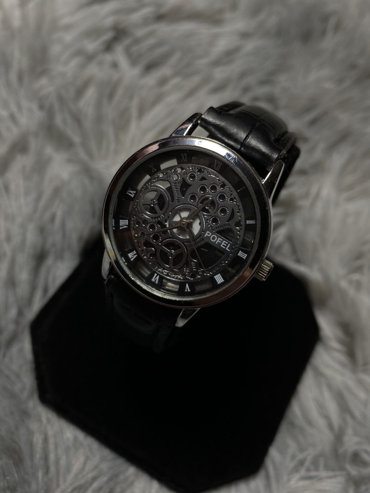 Japanese Brand Skeleton Black Leather Watch - Japanese Brand Size ONE SIZE - 3 Thumbnail