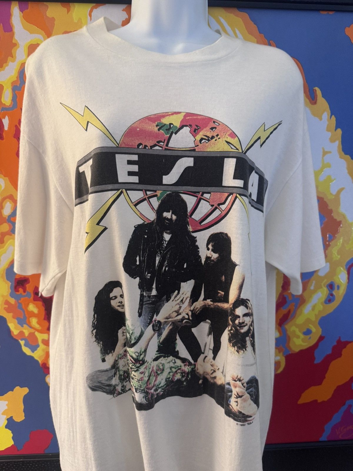 Vintage Vintage Tesla Rock Shirt Size US XL / EU 56 / 4 - 3 Thumbnail