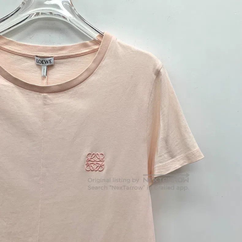 Loewe Loewe Light Pink Logo Embroidered Cotton Crewneck T-Shirt Size M / US 6-8 / IT 42-44 - 3 Thumbnail