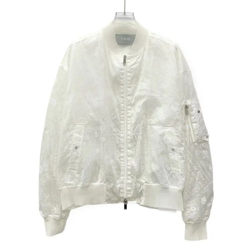 Dior Dior Men's White Silk Bomber Jacket 0089 Size US L / EU 52-54 / 3 - 1 Thumbnail