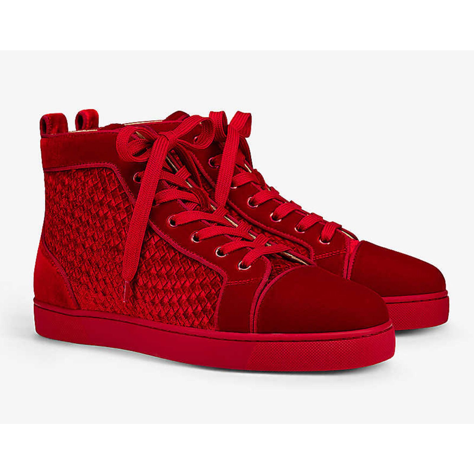 Christian Louboutin Louis Orlato Flat Velours Loubi Red