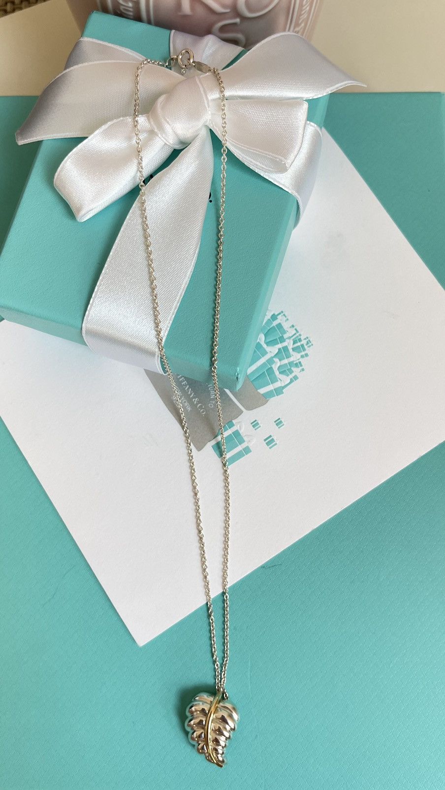 Tiffany & Co. Tiffany & Co leaf pendant Silver and YG 18K 18” with Box Size ONE SIZE - 5 Thumbnail
