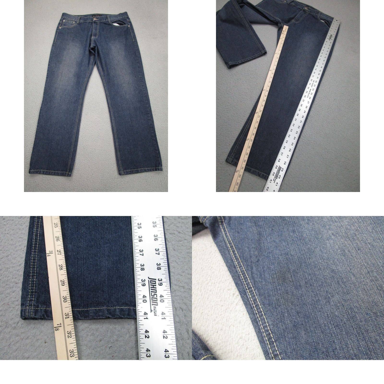 Vintage VINTAGE Loose Thread High Waist Wide Leg Baggy Jeans Blue Mens 38x32 Relaxed Fit 90s Grunge Size US 38 / EU 54 - 2 Thumbnail