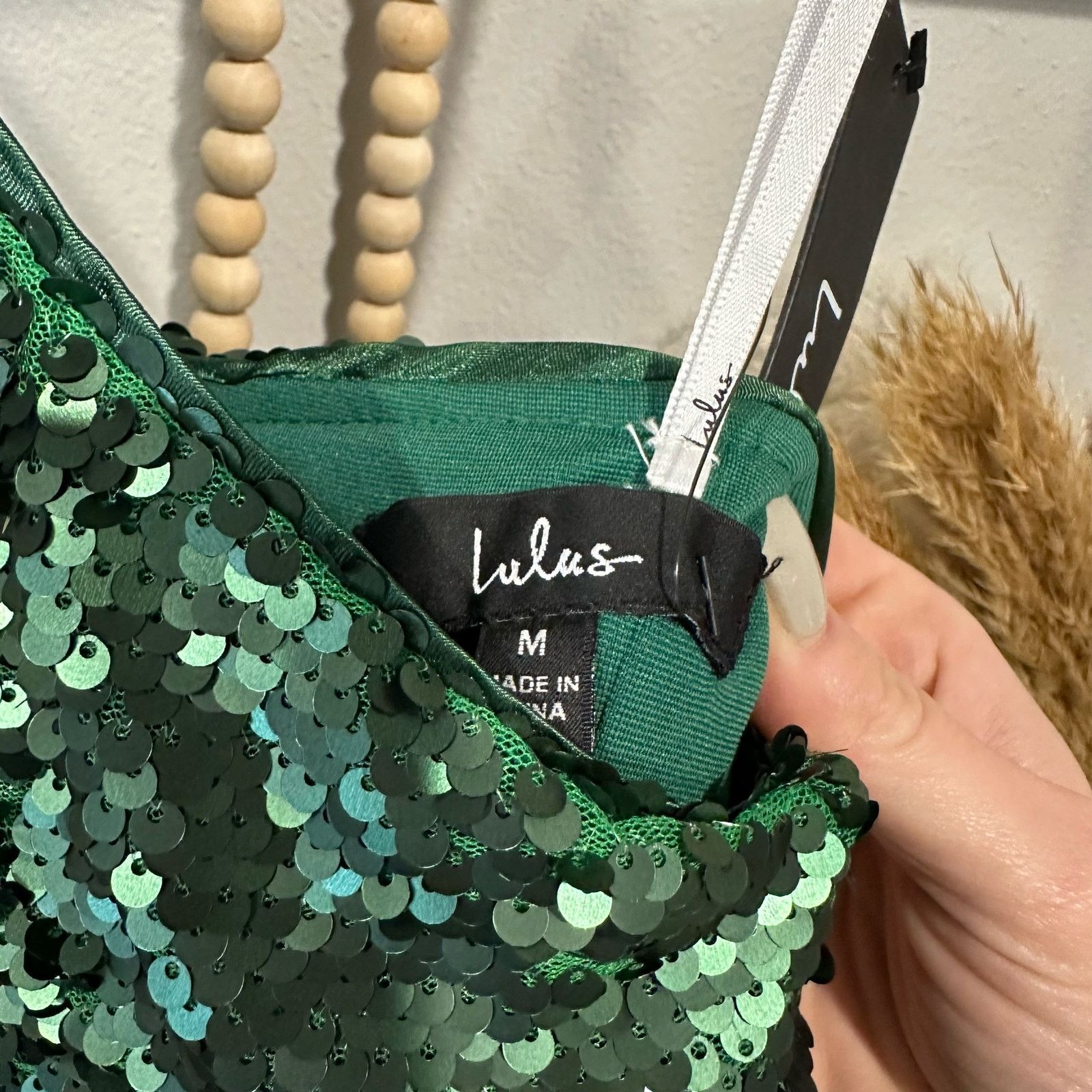Other Lulus Classic Diva Green Sequin Halter Bodycon Mini Dress Size M / US 6-8 / IT 42-44 - 4 Thumbnail