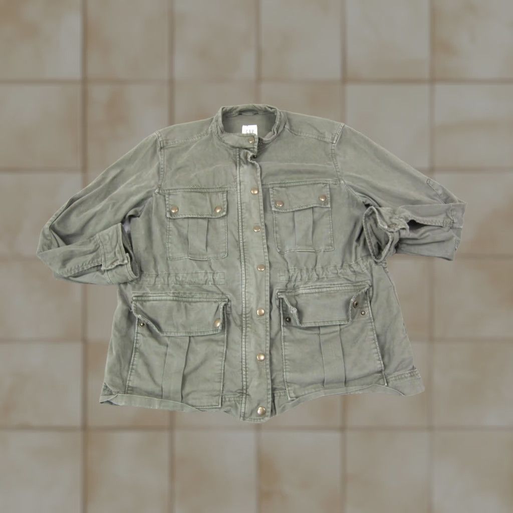 Gap GAP Jacket Womens Petite MP Green Utility Military Moto Canvas Field Size M / US 6-8 / IT 42-44 - 1 Thumbnail
