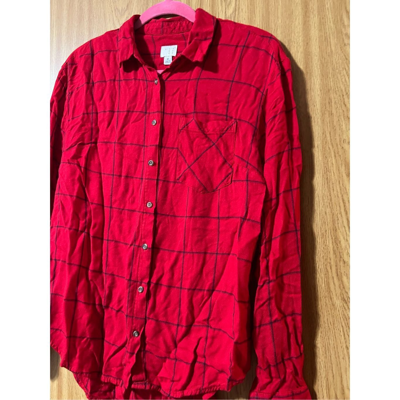 Other A New Day Red Plaid Button Up Top Woman’s Size Medium Size M / US 6-8 / IT 42-44 - 2 Thumbnail