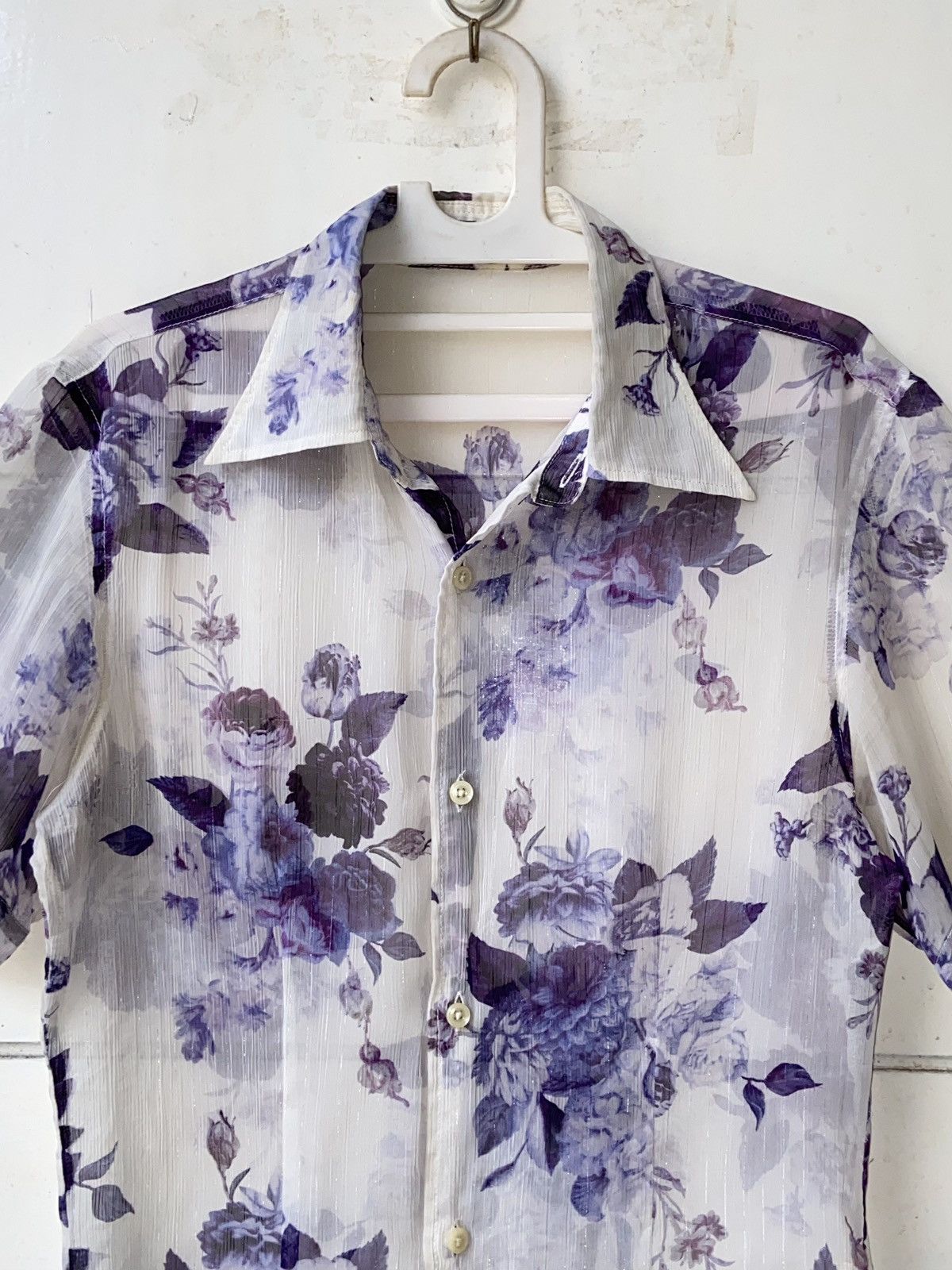 TORNADO MART Flower Patterned Mesh Shirt