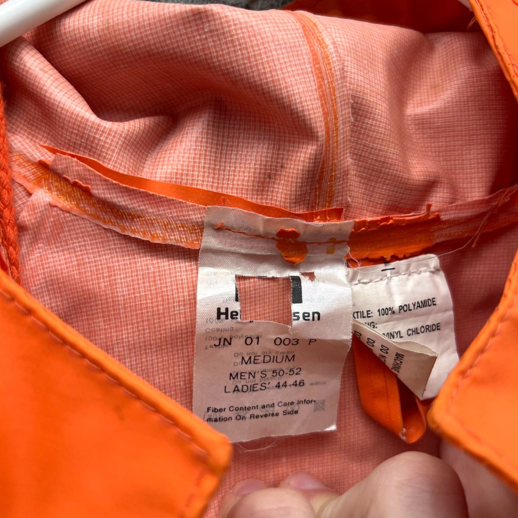 Helly Hansen VINTAGE Helly Hansen Jacket Mens Medium Orange Snap Rain Coat Hooded Waterproof Mens Regular XS? Wait invalid. Size US M / EU 48-50 / 2 - 7 Thumbnail