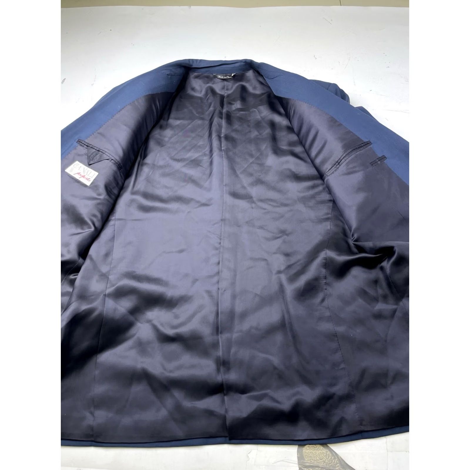 Canali Canali Blazer Men 44L Blue Wool Nylon Double-Breasted Six-Button Peak Lapel Jacket Coat Italy Size 44R - 2 Thumbnail