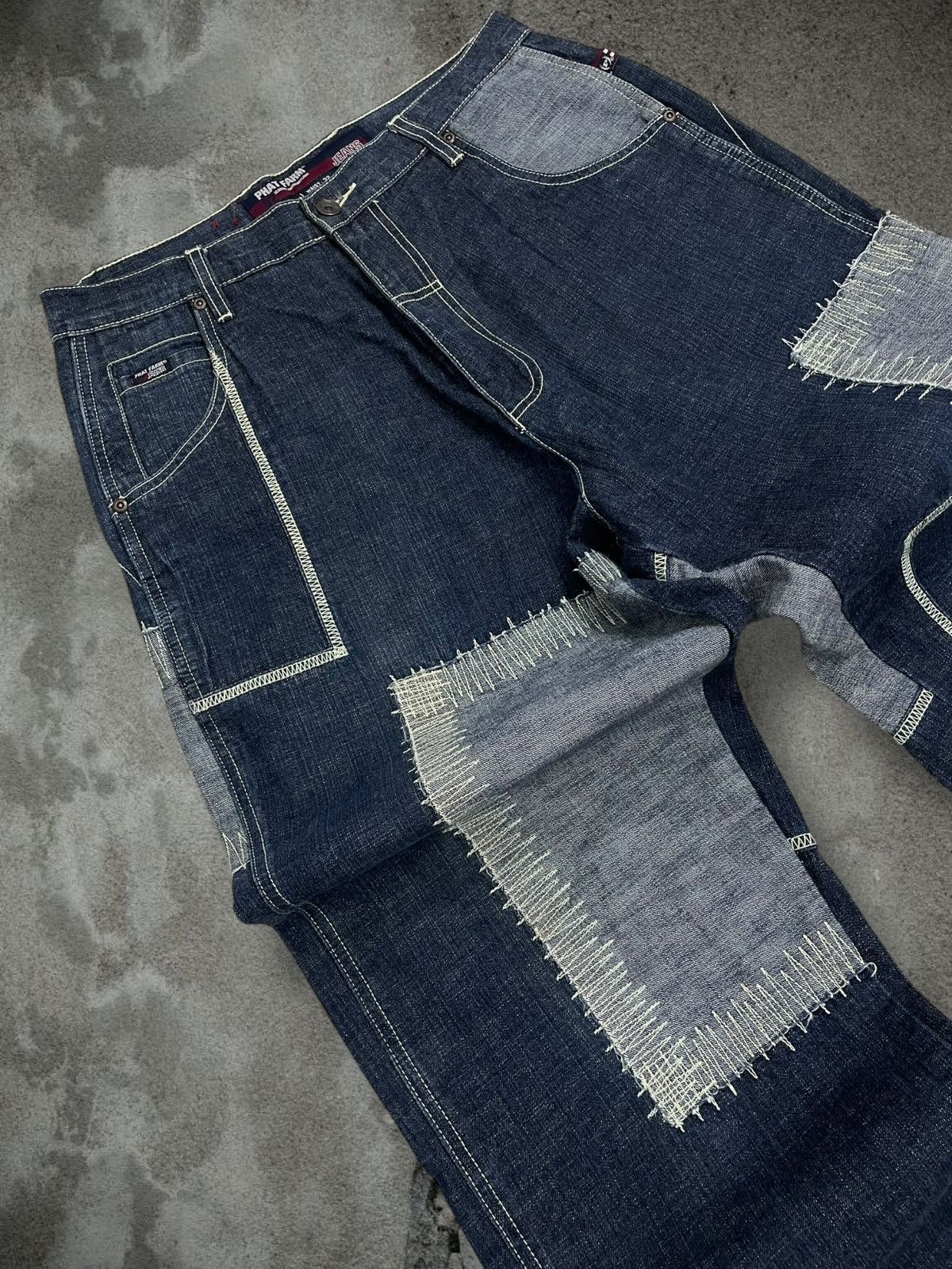 Japanese Brand Vintage 1990s Japan Designer Phat Farm Patchwork Denim Size US 32 / EU 48 - 7 Thumbnail