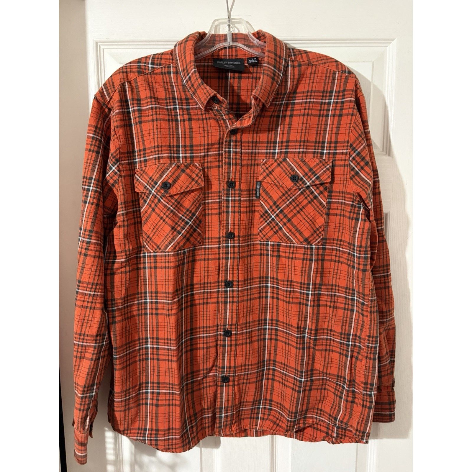 Harley Davidson Harley Davidson Essence Flannel Sz L Orange Motorcycle Biker Size US L / EU 52-54 / 3 - 1 Thumbnail