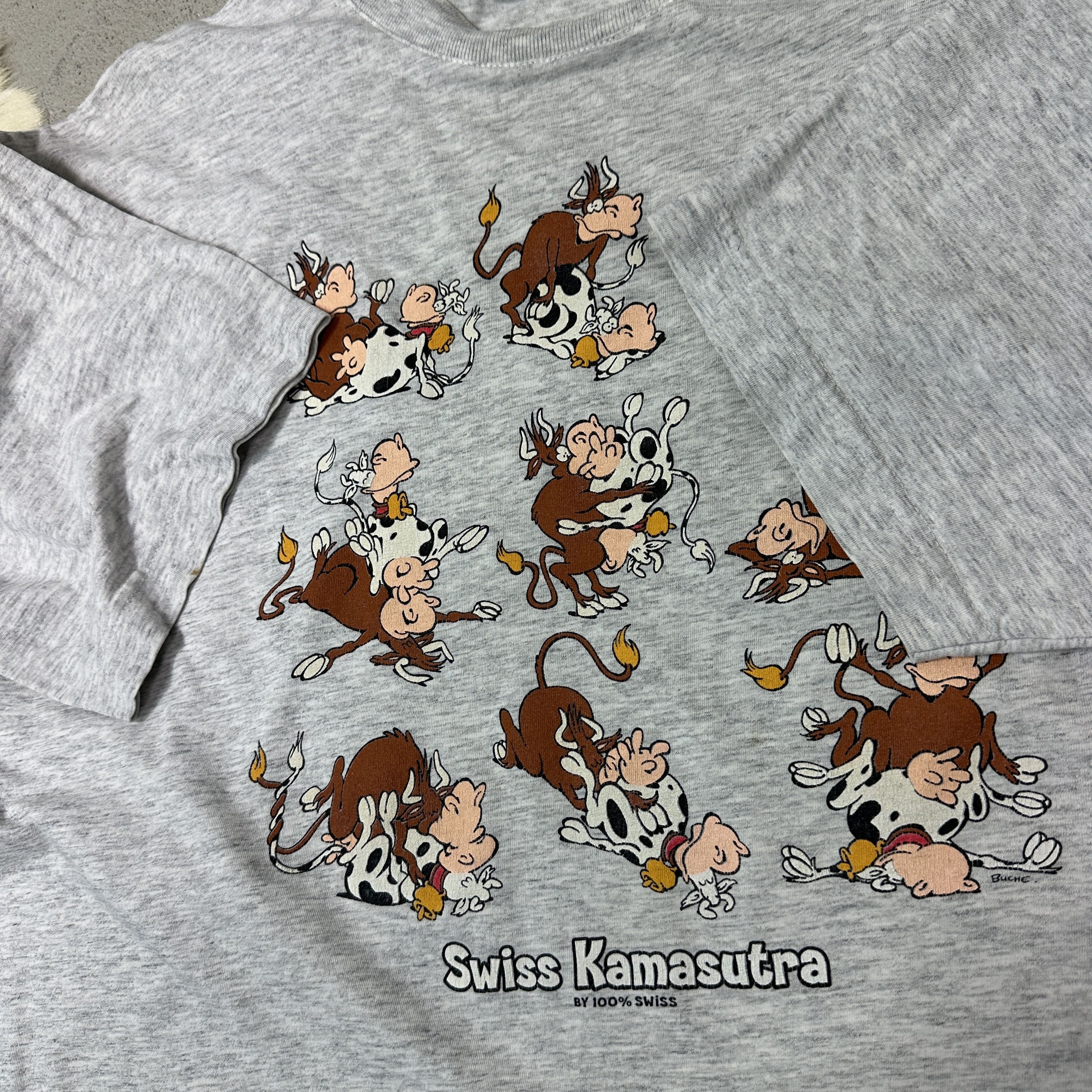 Vintage Vintage Skater Old School Swiss Kamasutra T-shirt 90s Size US XL / EU 56 / 4 - 4 Thumbnail