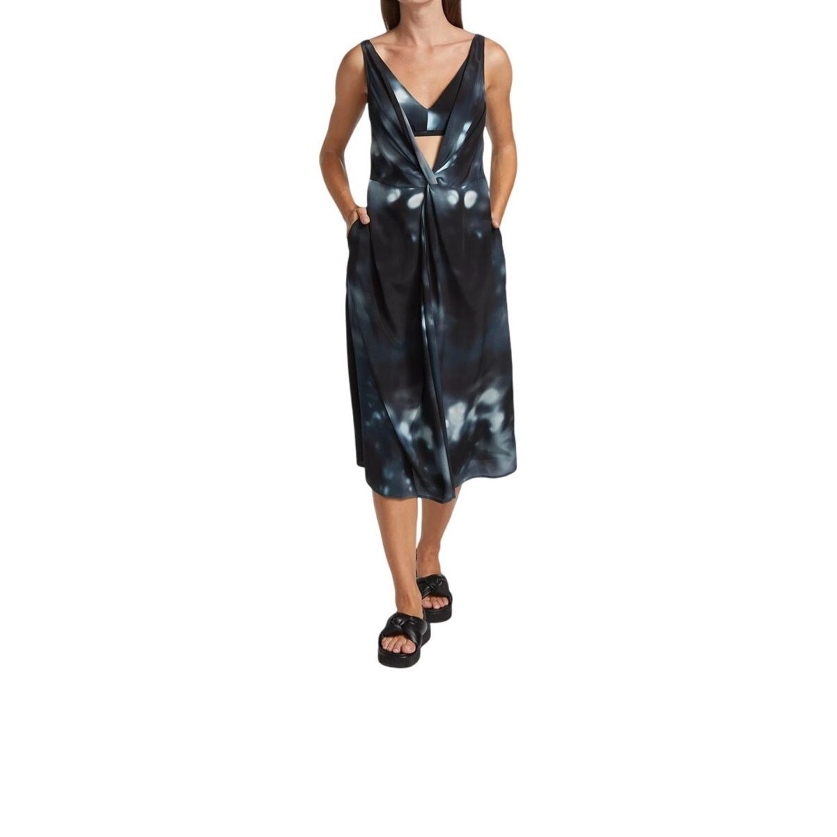 Deveaux DEVEAUX NEW YORK | Renada Twist Front Midi Dress Silk | Sz.6 Size M / US 6-8 / IT 42-44 - 16 Thumbnail
