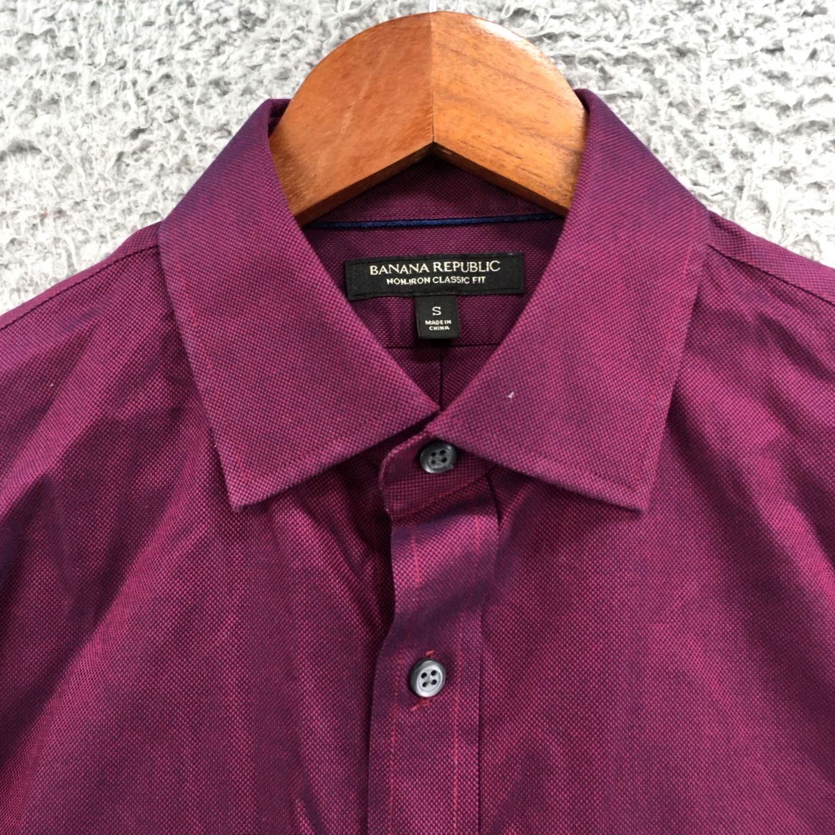 Banana Republic Banana Republic Button Up Dress Shirt Mens S Purple Collared Long Sleeve Casual Regular Fit Non-Iron Sold by Banana Republic Mens Clothes Size US S / EU 44-46 / 1 - 3 Thumbnail