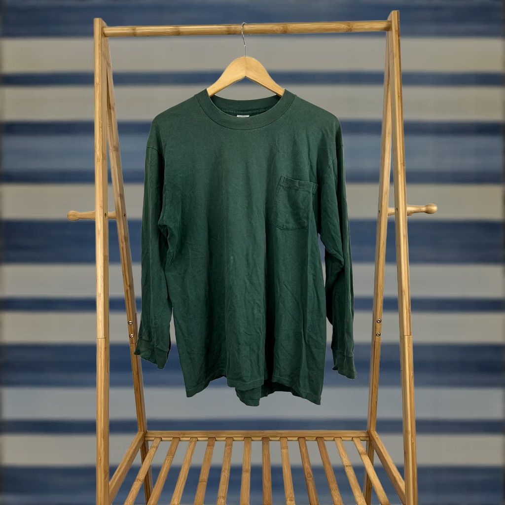 Vintage VTG TownCraft Pocket Front Long Sleeve WIP Green T-Shirt Size L Mens Size US L / EU 52-54 / 3 - 1 Thumbnail