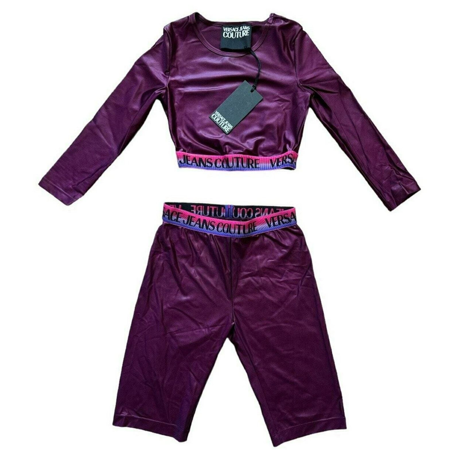 Versace Jeans Couture VERSACE Jeans Couture Purple Cropped+Bike Short, IT36/US0/XS Size 25" / US 0 / IT 36 - 1 Thumbnail
