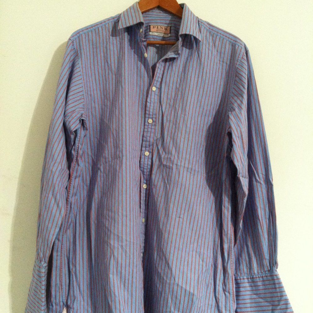 Thomas Pink THOMAS PINK MENS BLUE COTTON DRESS SHIRT SIZE: 16.5/35 Size US L / EU 52-54 / 3 - 5 Thumbnail