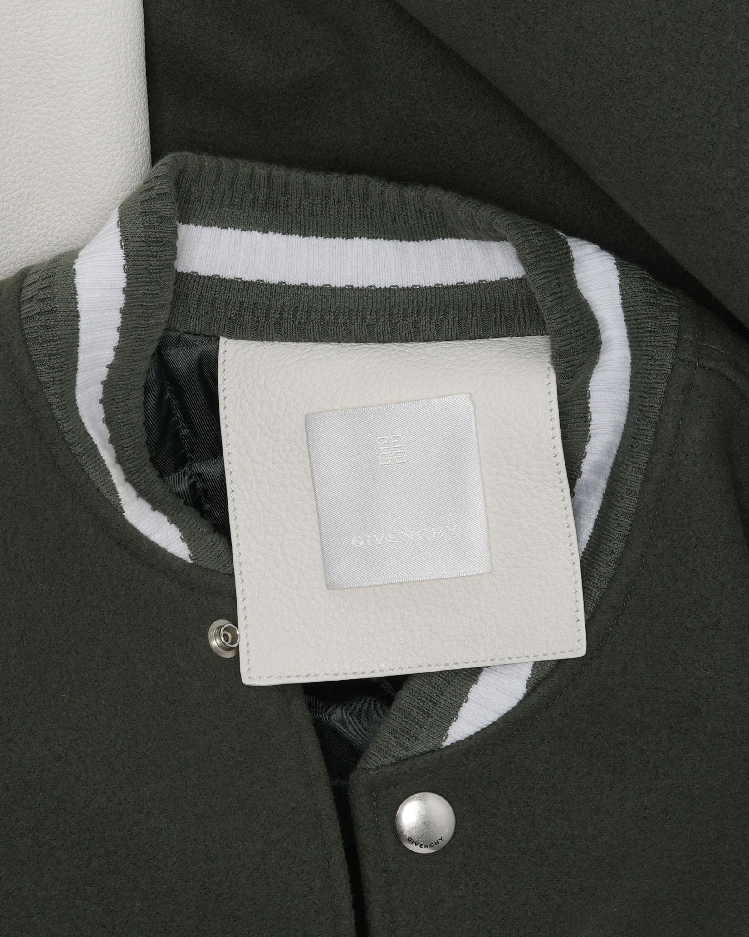 Givenchy o1srvl11e0325 Varsity Bomber Jacket in White/Green Size US XL / EU 56 / 4 - 3 Thumbnail