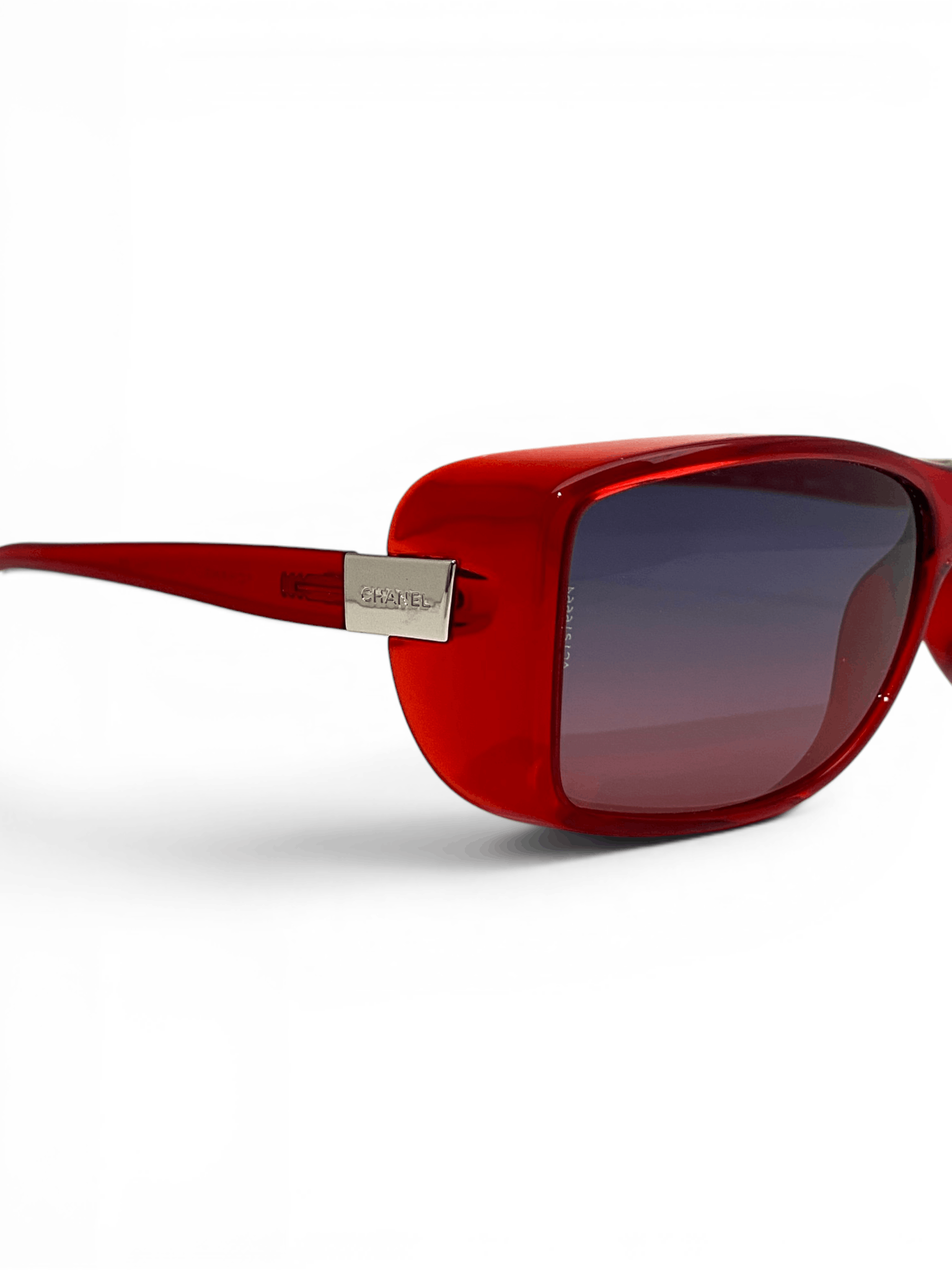 Chanel Chanel CC Logo Shield Oversized Vintage Red Sunglasses Y2K Size ONE SIZE - 6 Thumbnail