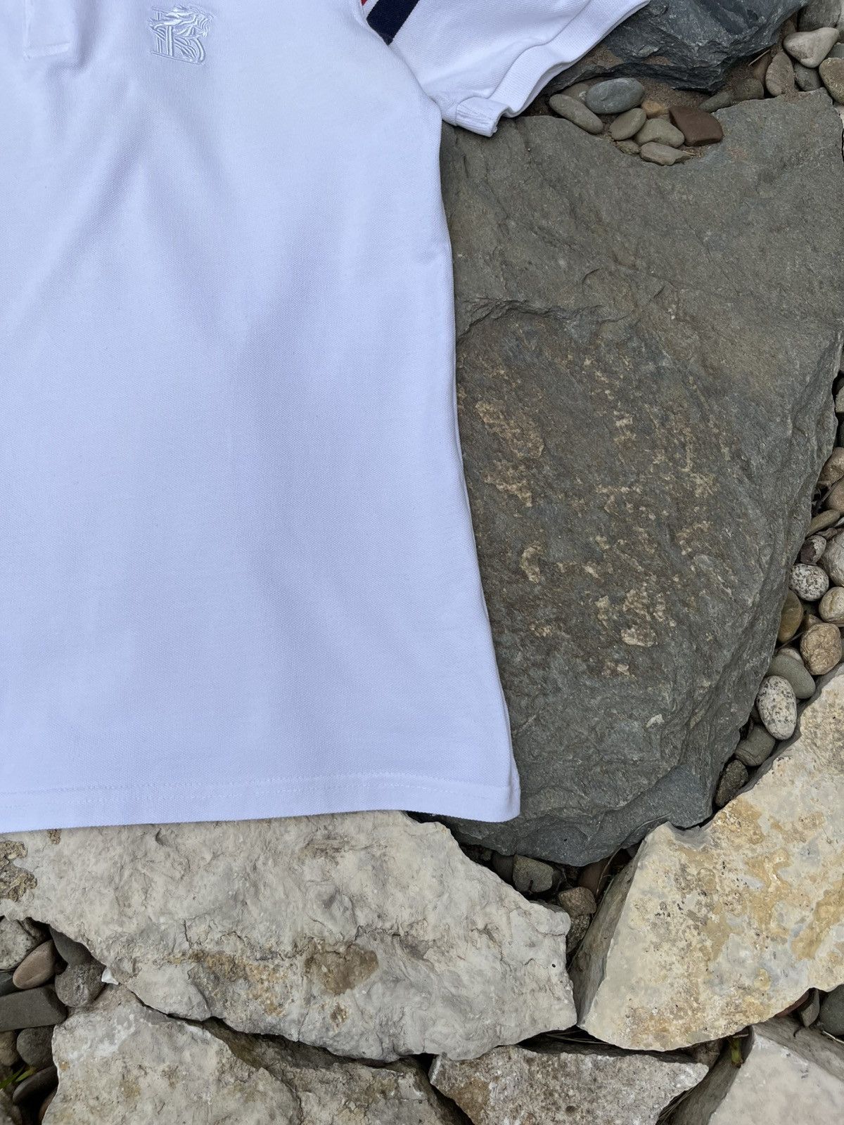 Balmain × Designer Balmain chest logo polo t-shirt tee with striped sleeves Size US L / EU 52-54 / 3 - 11 Thumbnail