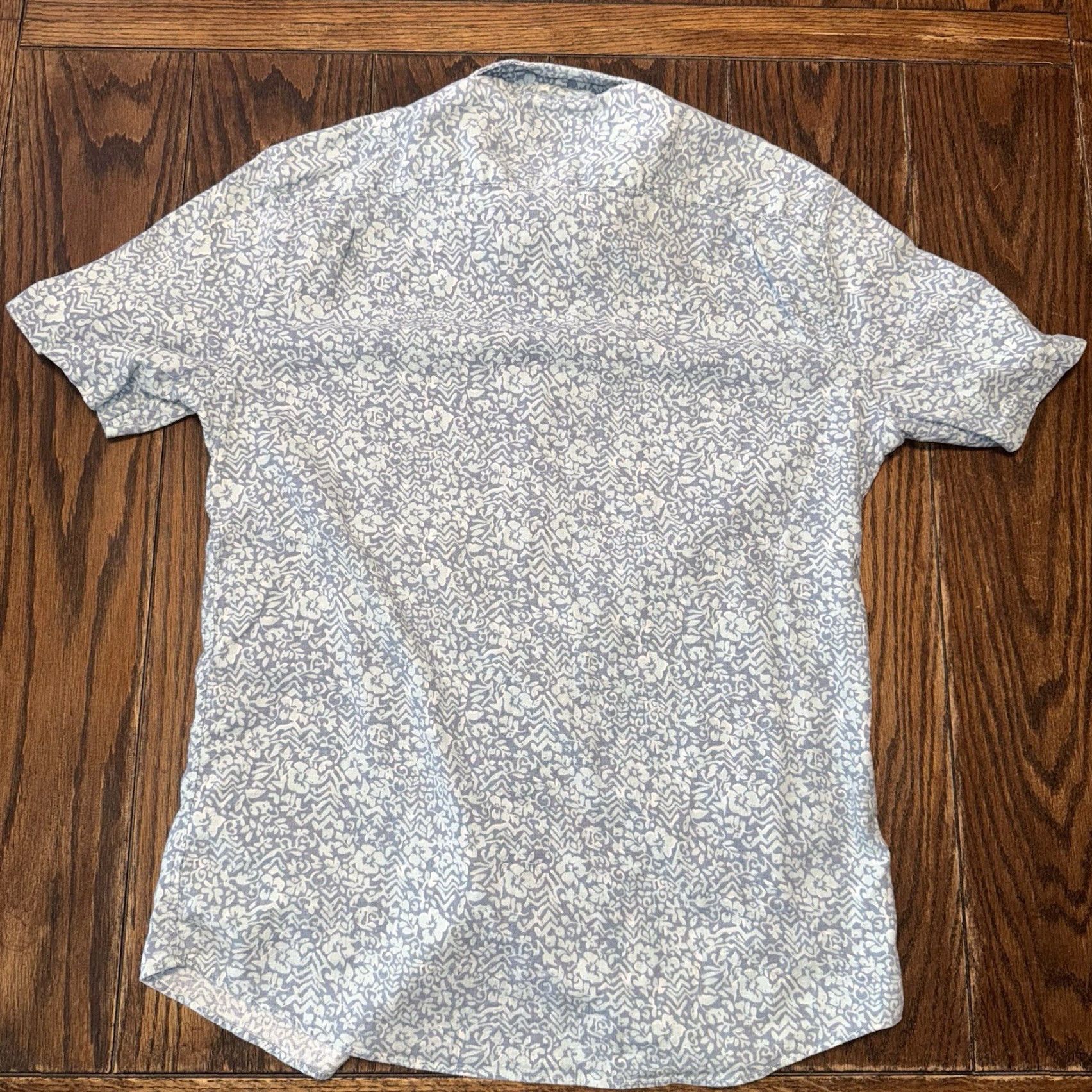 Faherty Faherty Short Sleeve Button Down Blue Men’s Medium Floral Hemp Blend Shirt Size US 31 - 3 Thumbnail