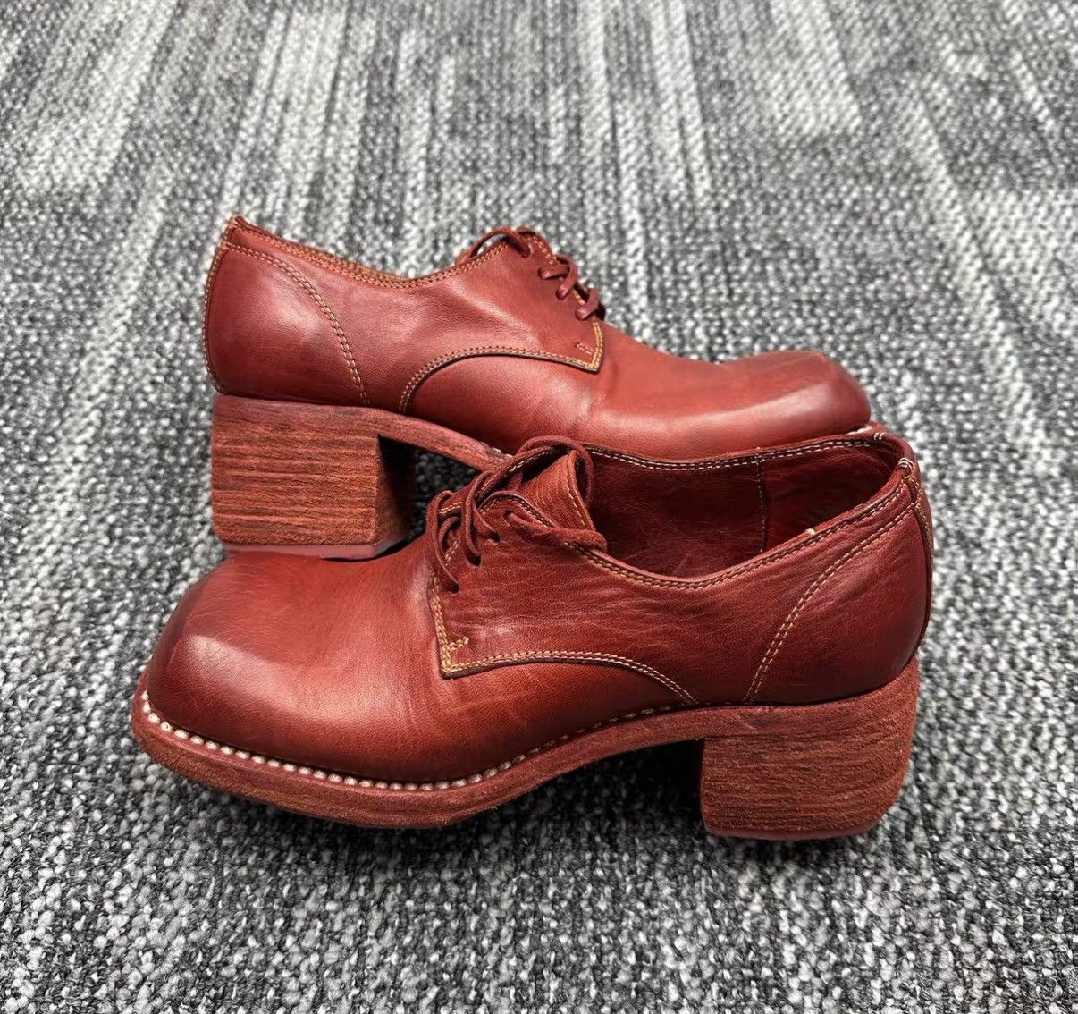 Guidi Guidi 9082 Chunky Heel Square Toe Horse Derby Shoes J42 Size US 5 / IT 35 - 4 Thumbnail