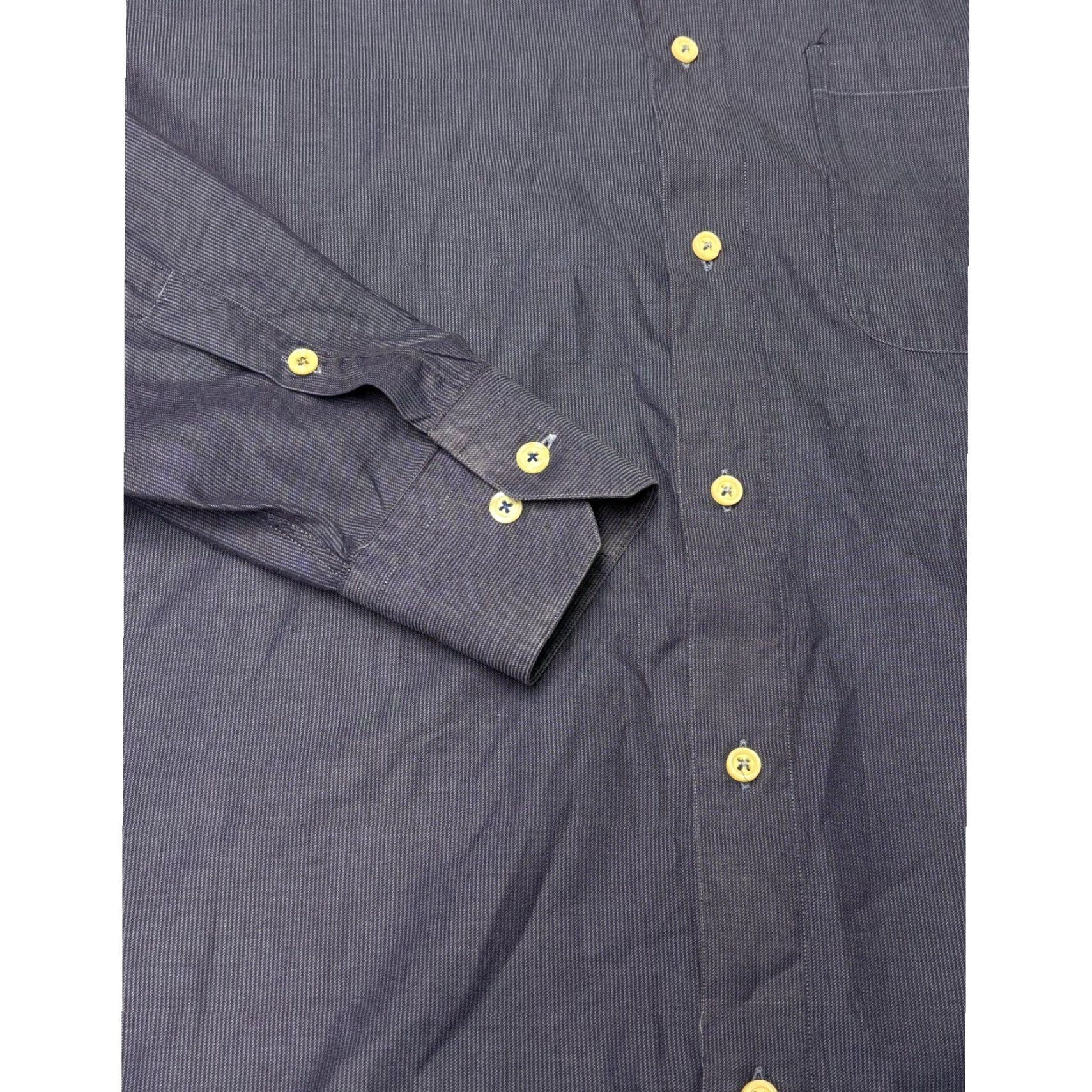 Vintage Principe Dress Shirt Mens Long Sleeve Blue Stripe 100s Two Ply Cotton Pinstripe Button-Down Collar 16.5 Neck 42 Chest Italy Regular Size 42 Size 42R - 3 Thumbnail