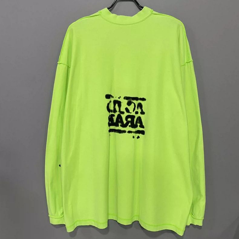 Balenciaga Fluorescent Green Logo Long Sleeve Top-2506 Size S / US 4 / IT 40 - 4 Thumbnail