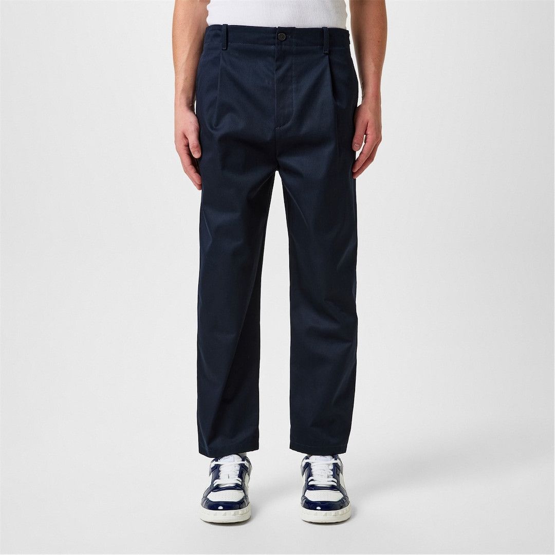 Valentino o1g2r1mq0526 Pleat Detail Tapered Trousers in Navy Size US 32 / EU 48 - 3 Thumbnail